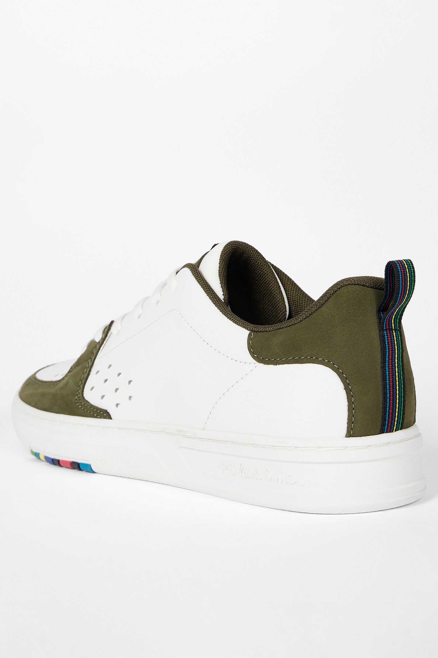 MENS SHOE COSMO WHITE KHAKI BACK PANEL WHITE 4