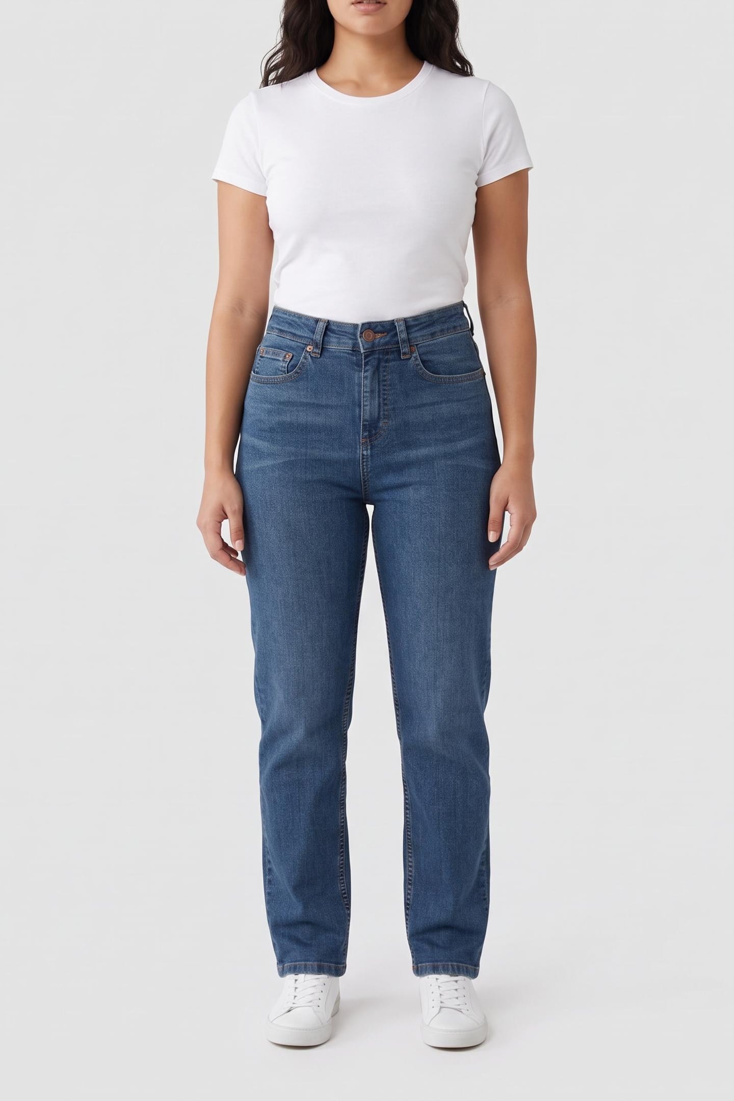HIGH RISE STRAIGHT JEAN BLUE MID 1