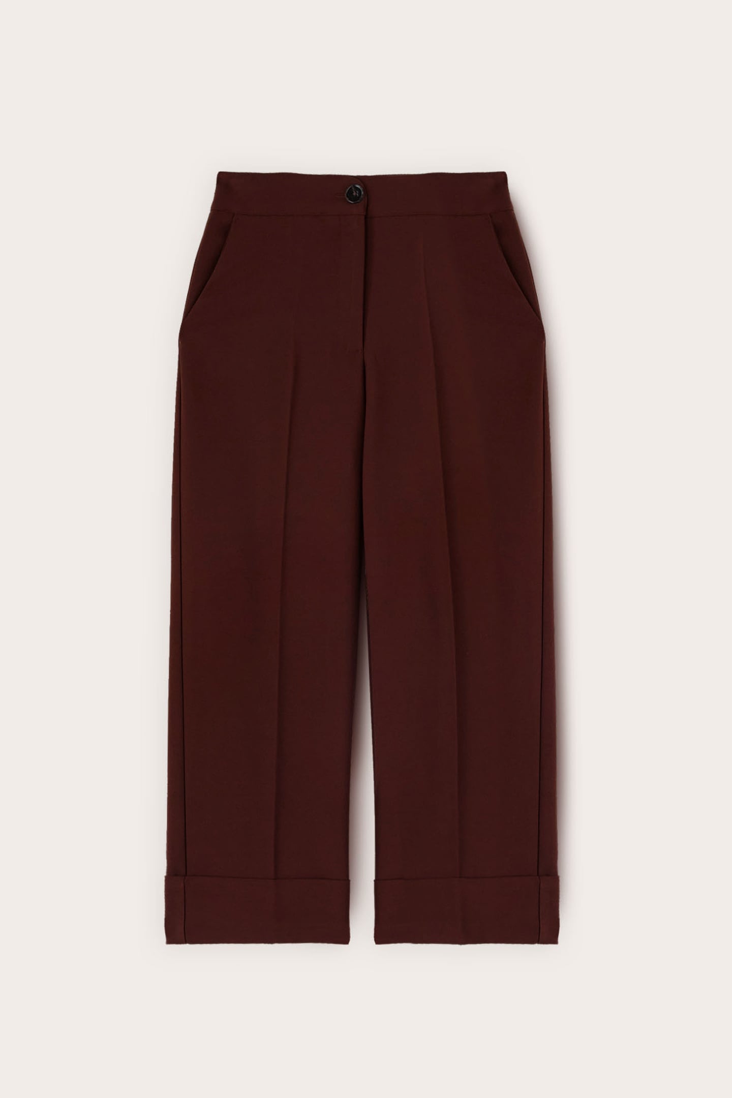 CROPPED CREPE TROUSERS BROWN 5