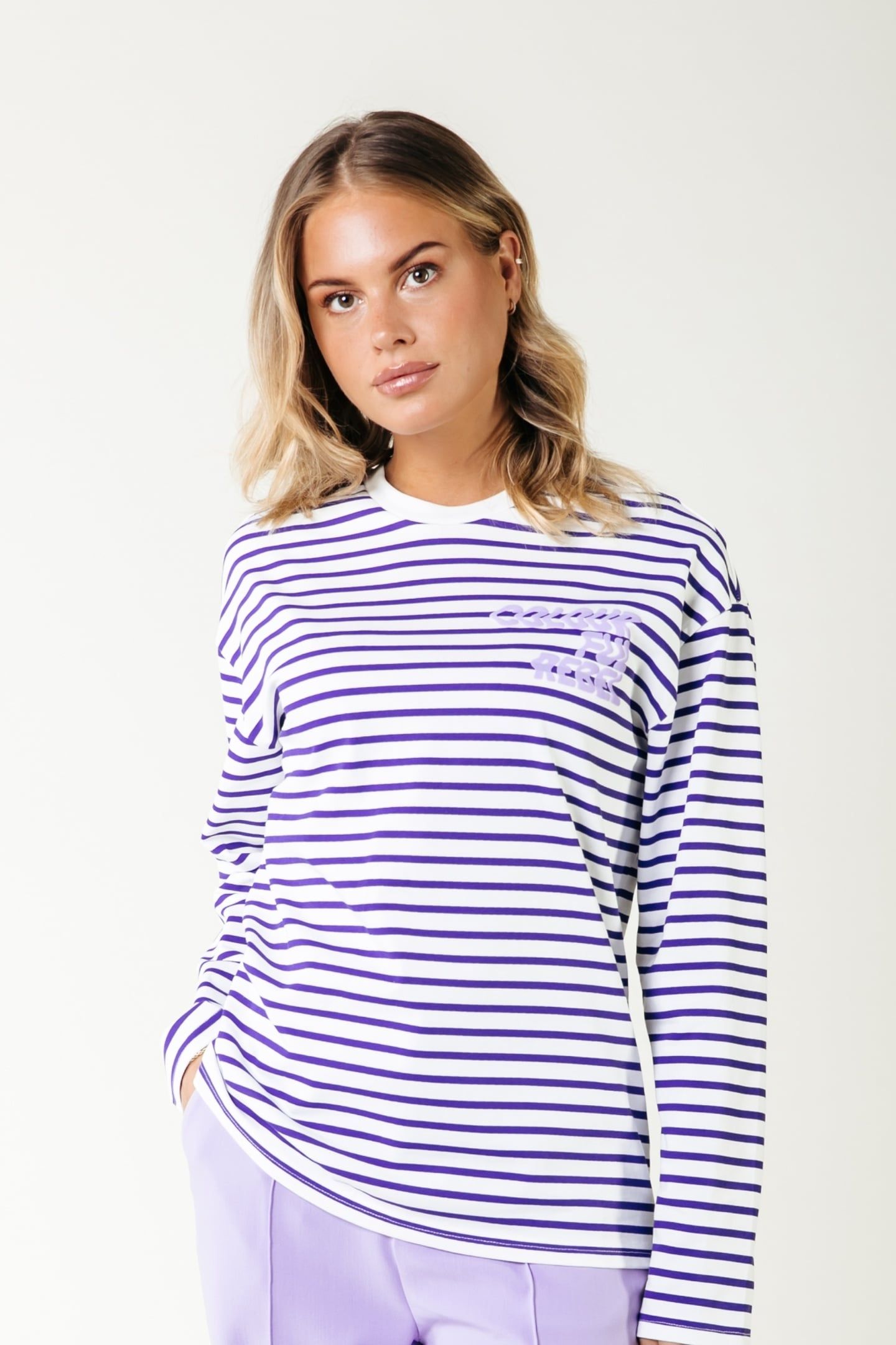 LOGO WAVE STRIPE LONGSLEEVE TEE LIBERTY PURPLE 1