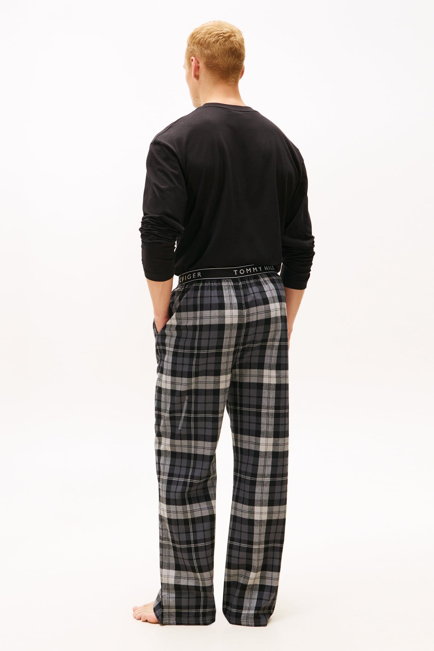 FLANNEL PJ PANT WAISTBAND BLACK TARTAN 2