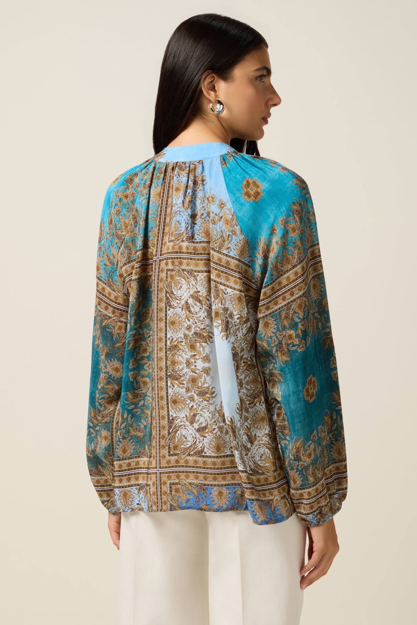 PATTERNED VISCOSE BLOUSE LIGHT BLUE 2