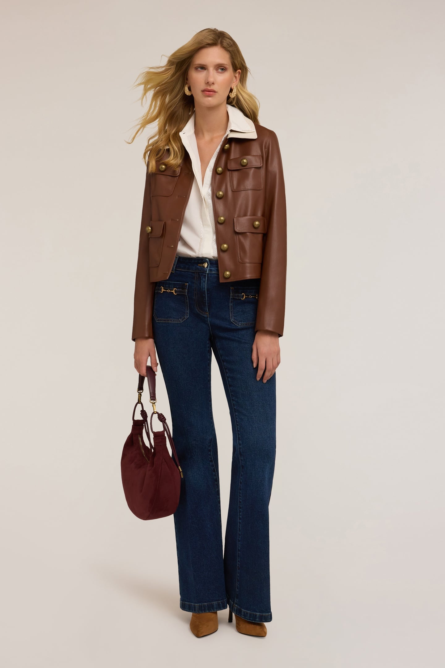 FLARE JEANS WITH METAL TOGGLES BLUE 1