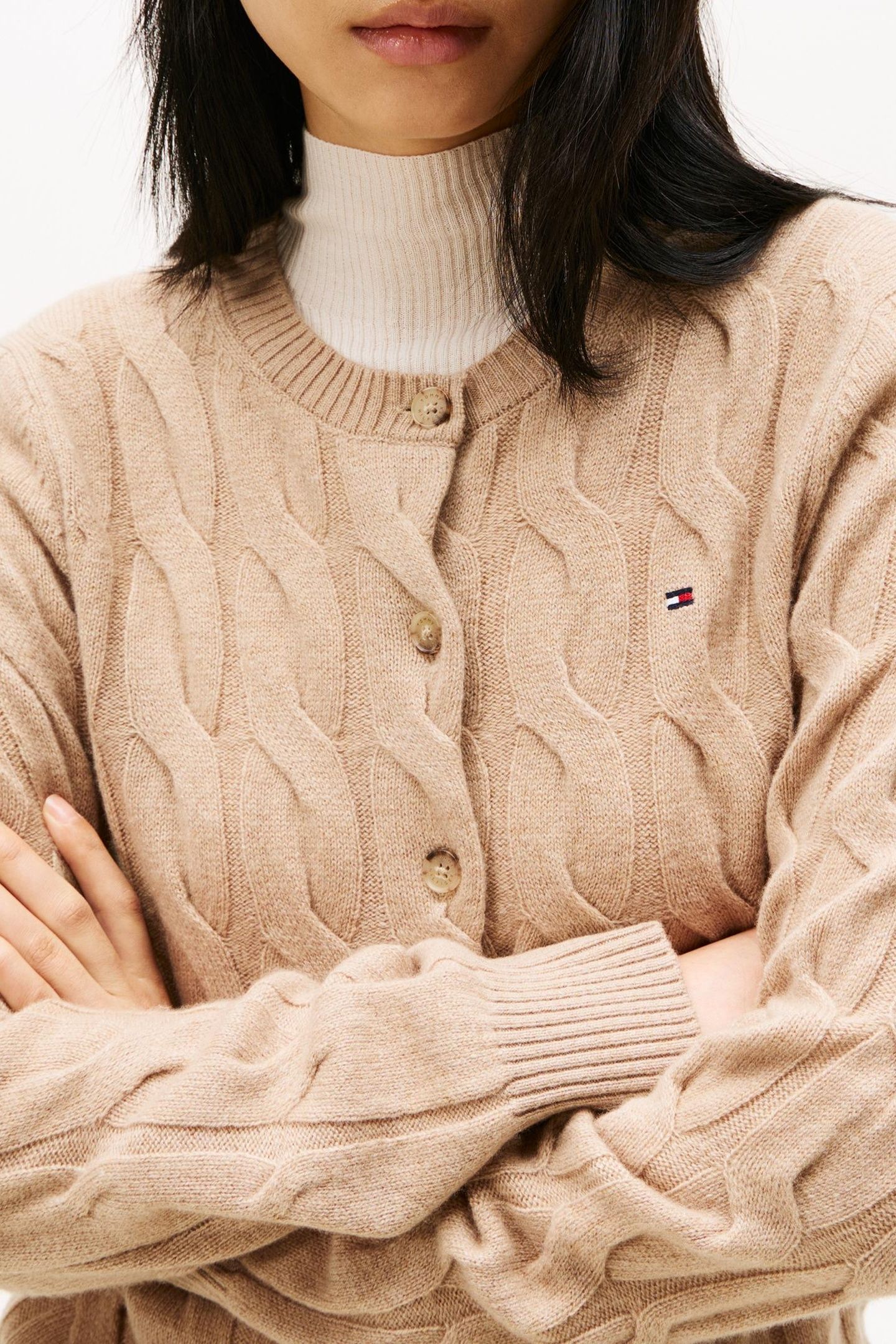 SOFT WOOL CABLE C-NECK SAFARI CANVAS HEATHER 5