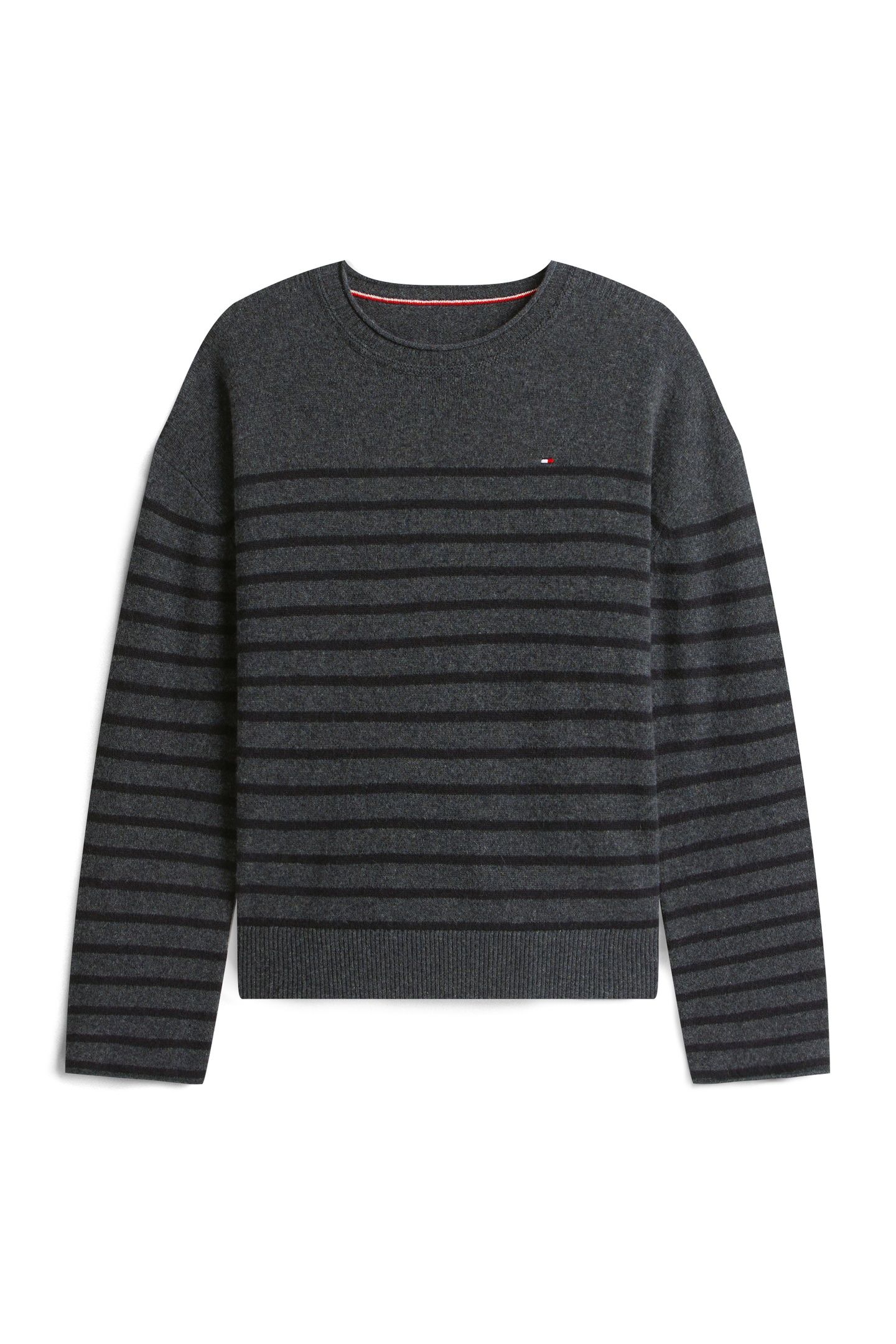 SOFT WOOL RELAXEDD C-NECK DARK GREY HEATHER/BLACK 4