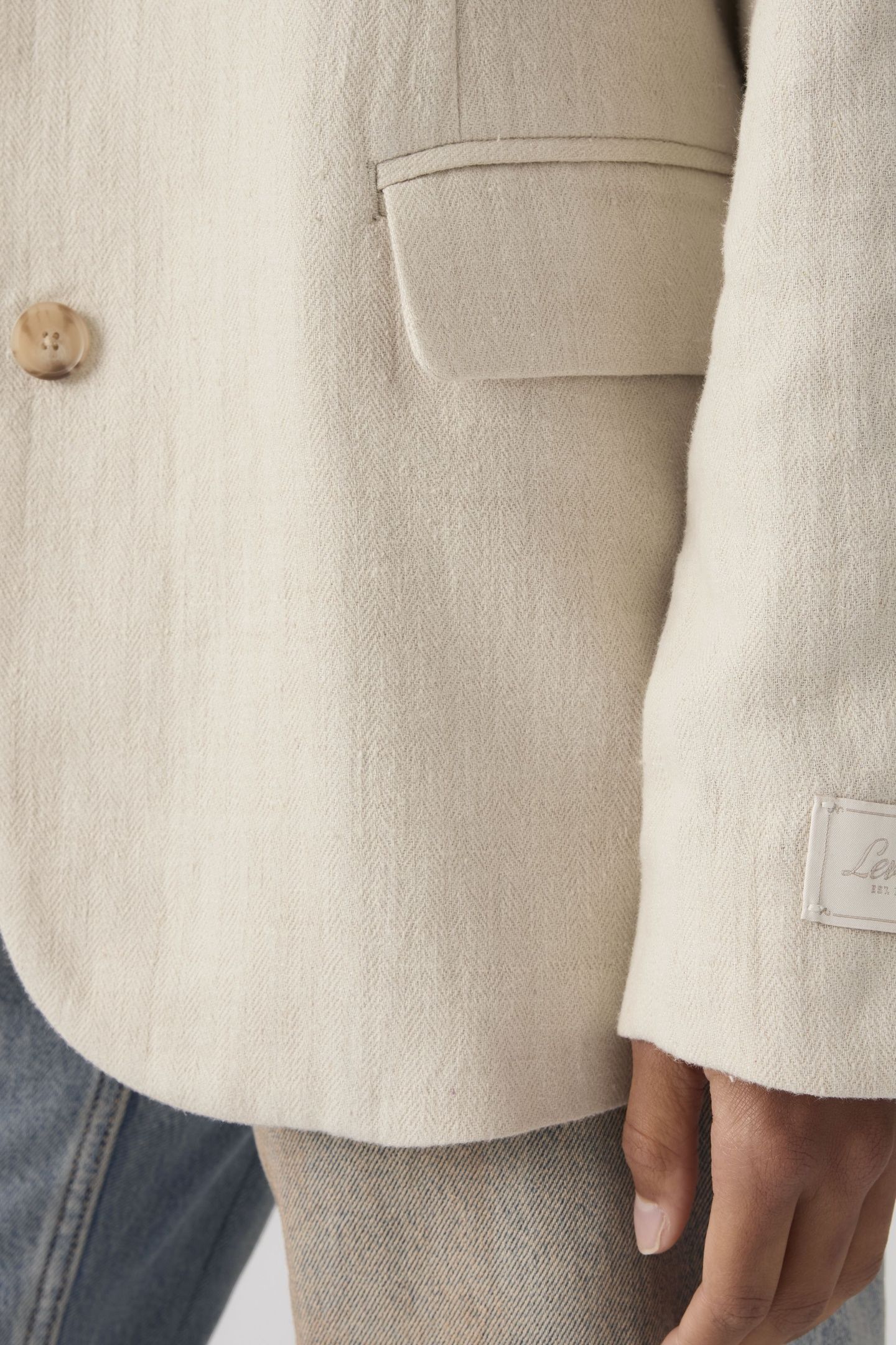 STELLA RELAXED COTTON LINEN BLAZER HERRINGBONE PEYOTE 6