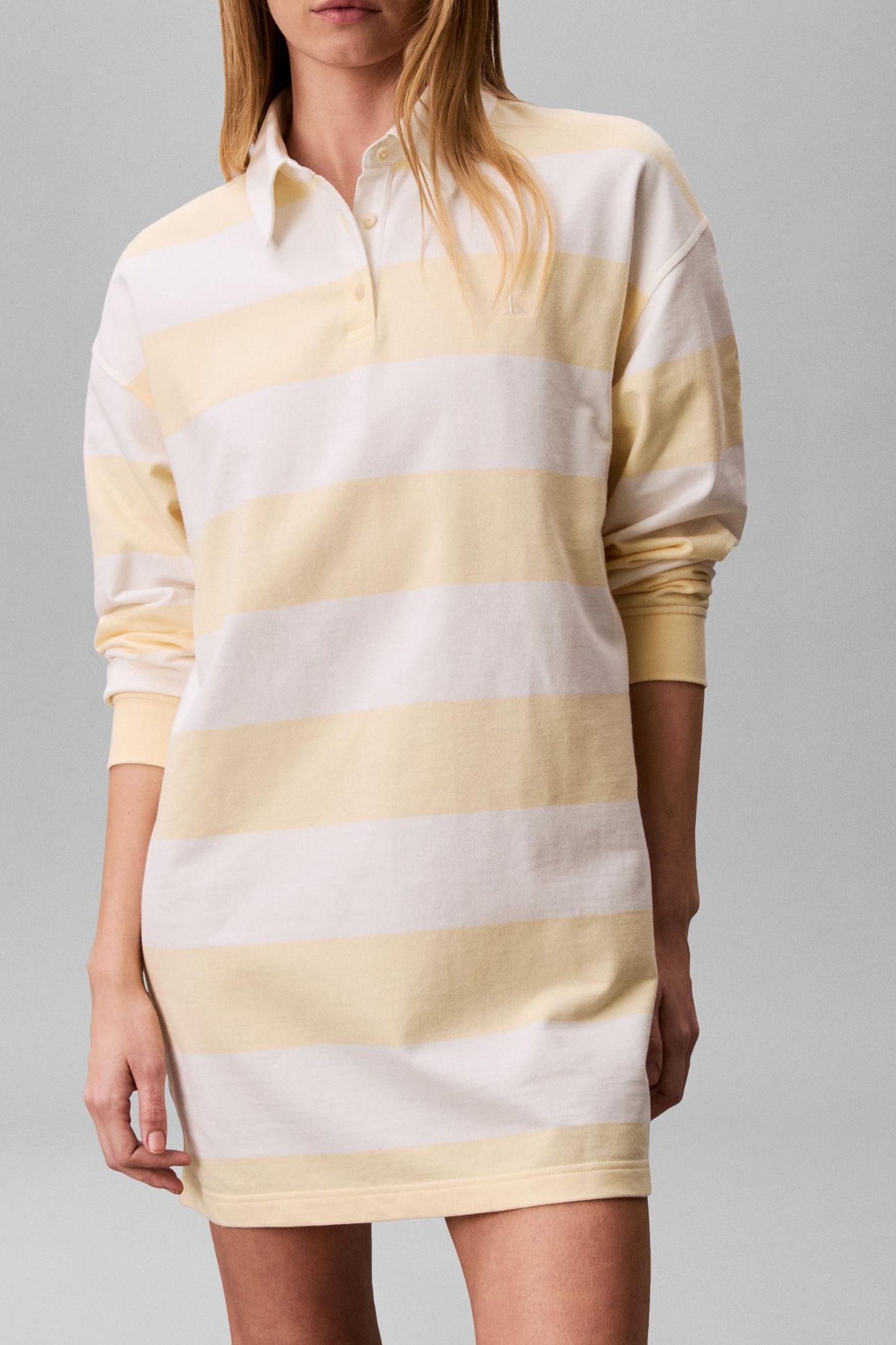 LS VARSITY STRIPE DRESS SNOW WHITE STRIPE 1