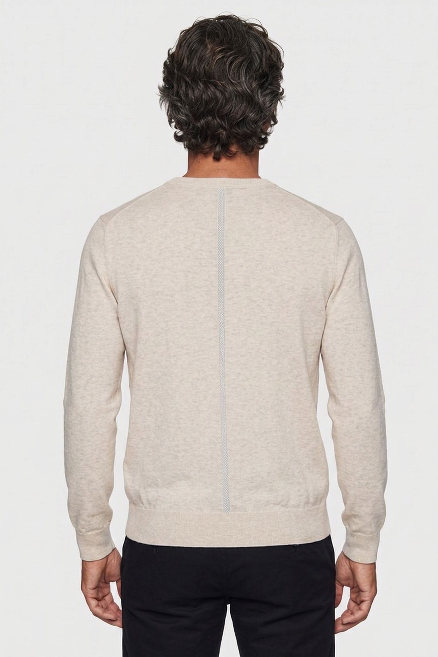 LS SUPIMA COTTON CREWNECK SNOW HEATHER 2