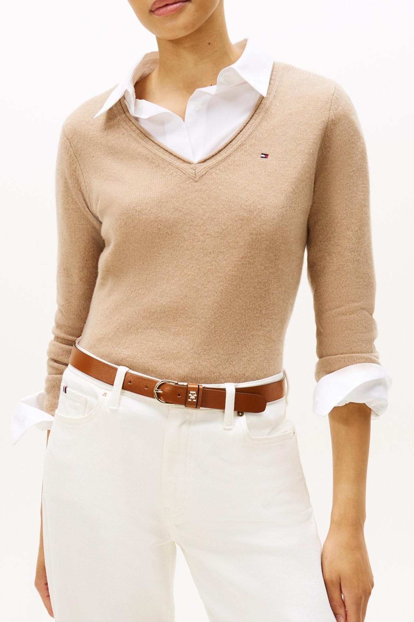 SOFT WOOL V-NECK LOOSE SWEATER SAFARI CANVAS HEATHER 1