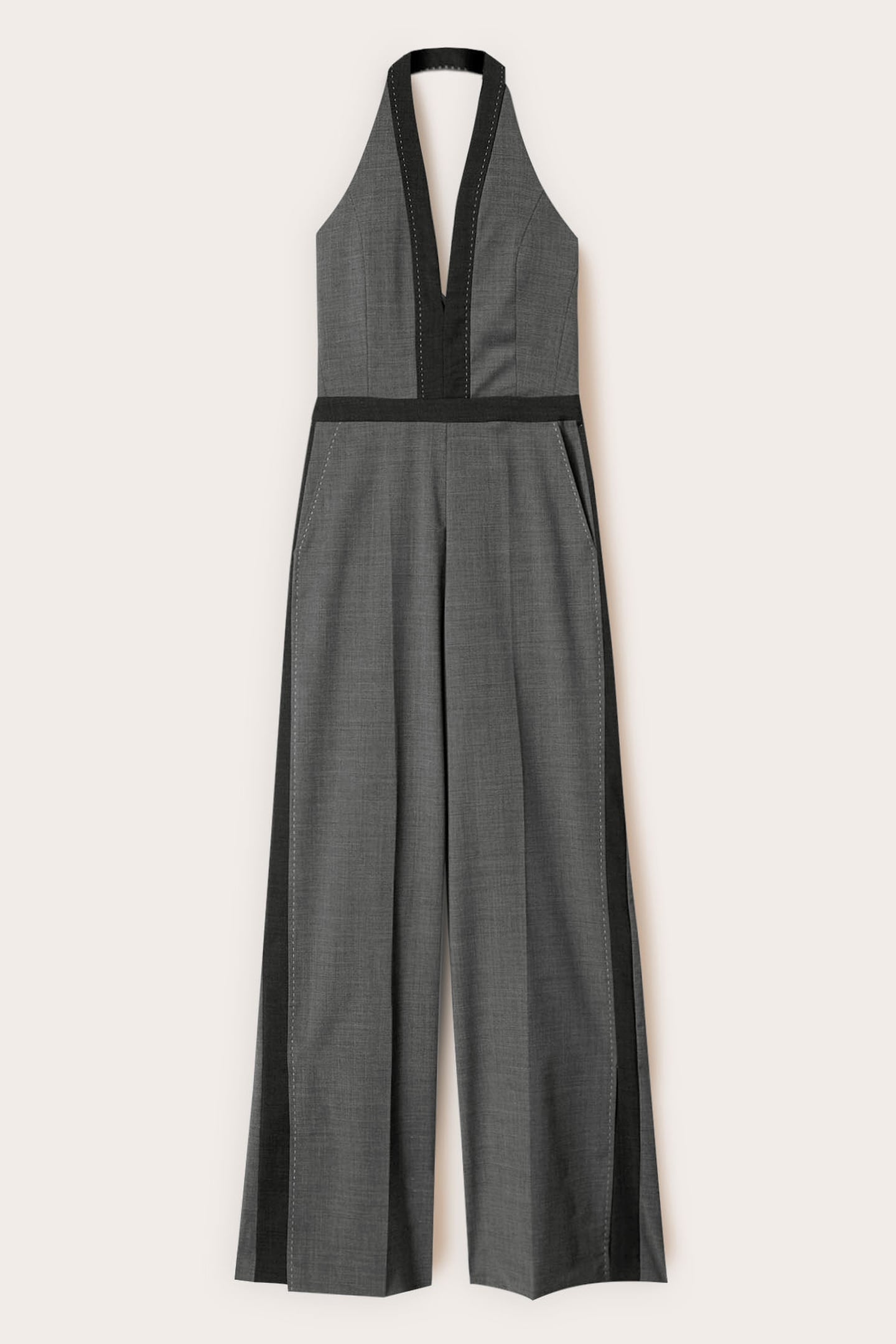 LONG JUMPSUIT WITH HALTER NECKLINE GREY 3