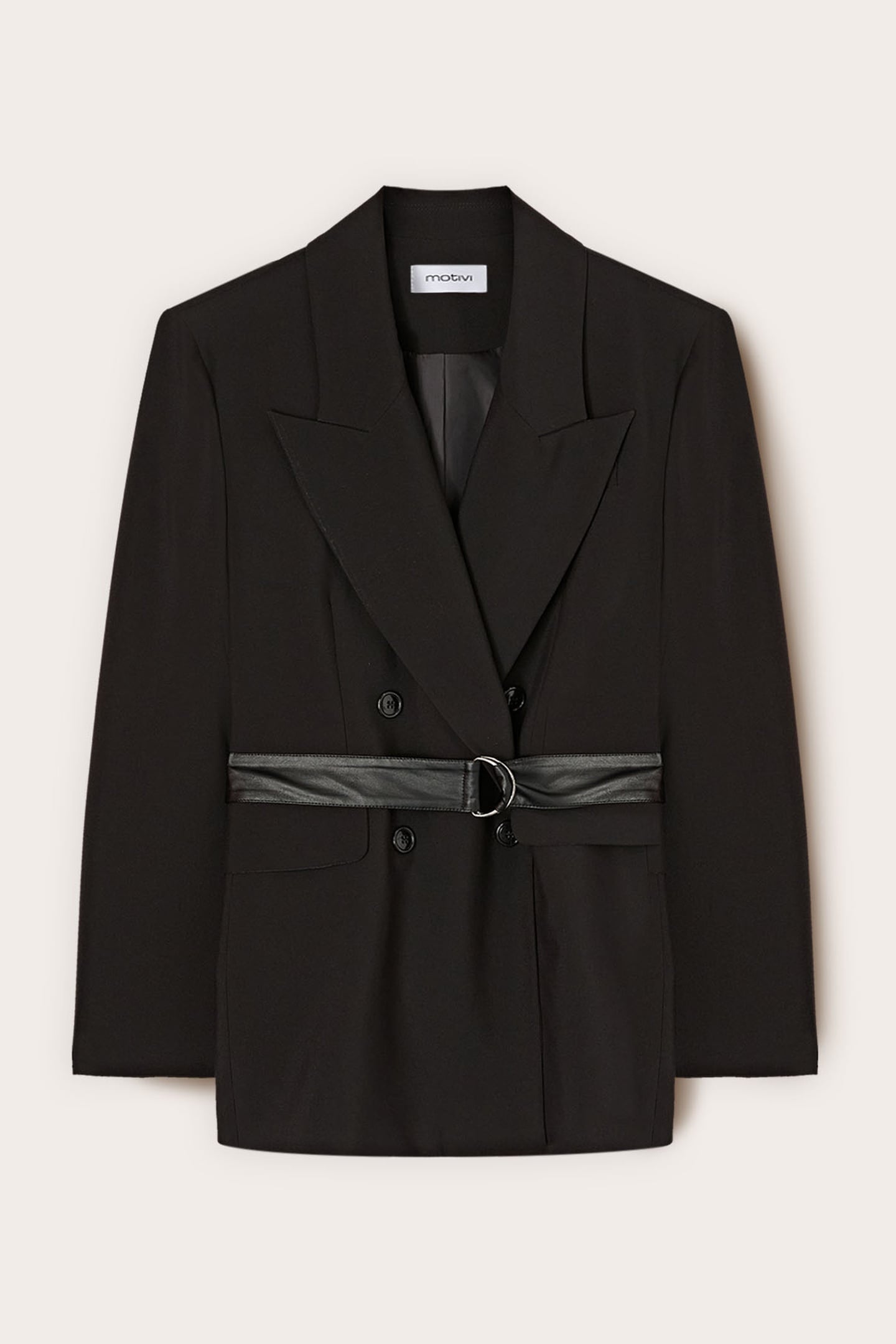 DOUBLE-BREASTED BLAZER WITH BELT BLACK 4