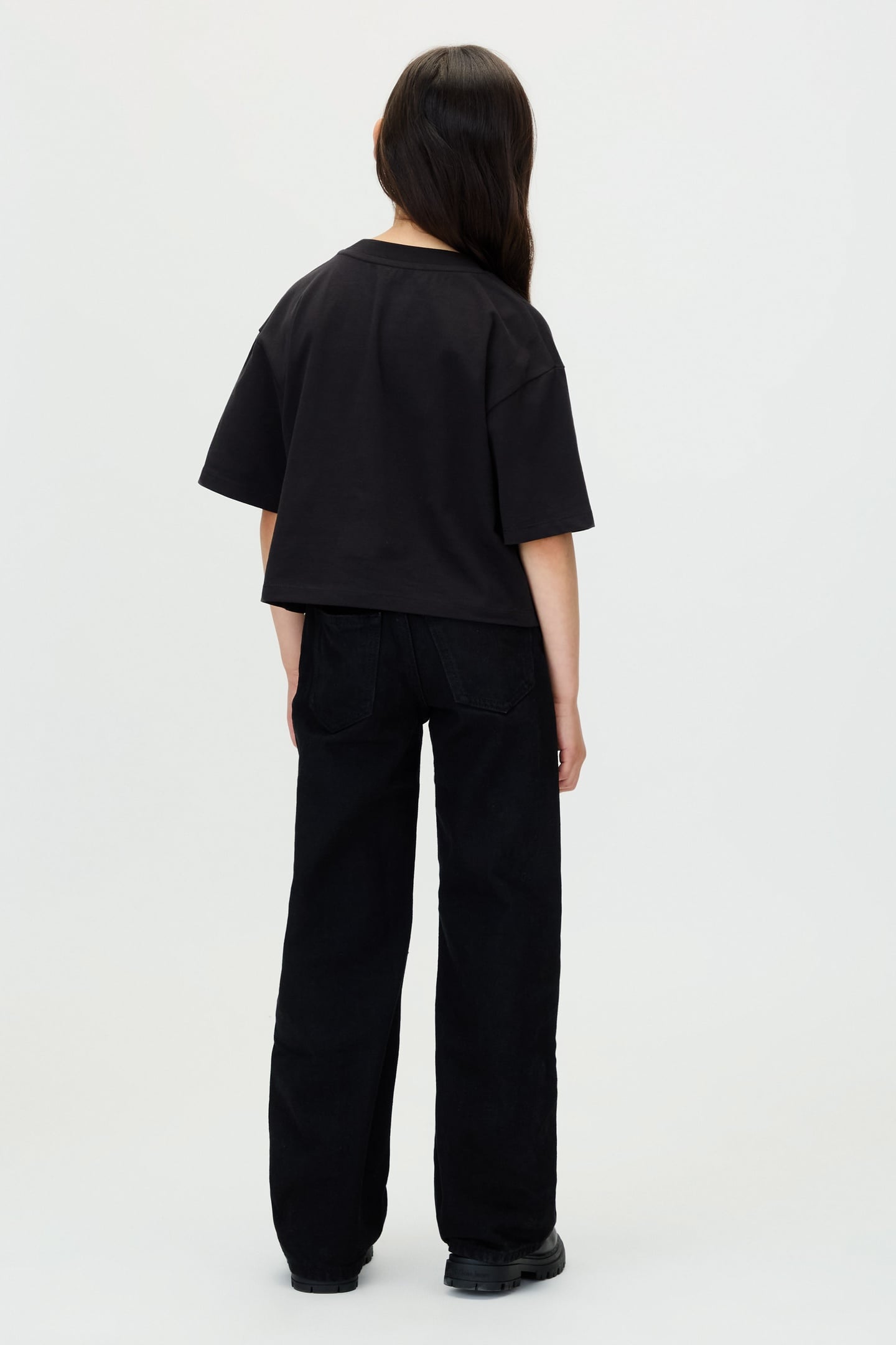 GIRLS HIGH RISE WIDE LEG CLEAN BLACK RGD 2