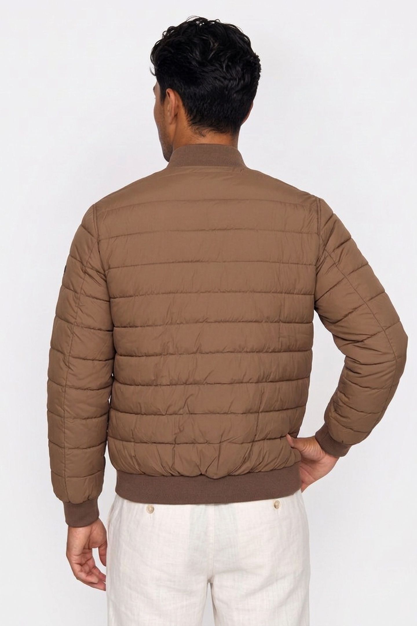 CRINKLE NYLON BOMBER MOCHA 2