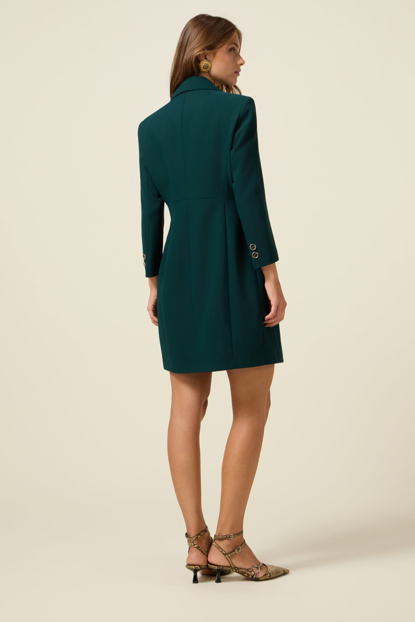ROBE COAT IN CREPE FABRIC GREEN 3