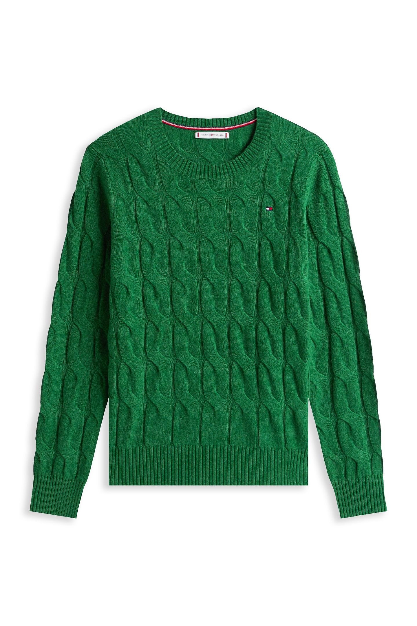 SOFT WOOL CABLE C-NECK DEEP EVERGREEN 4