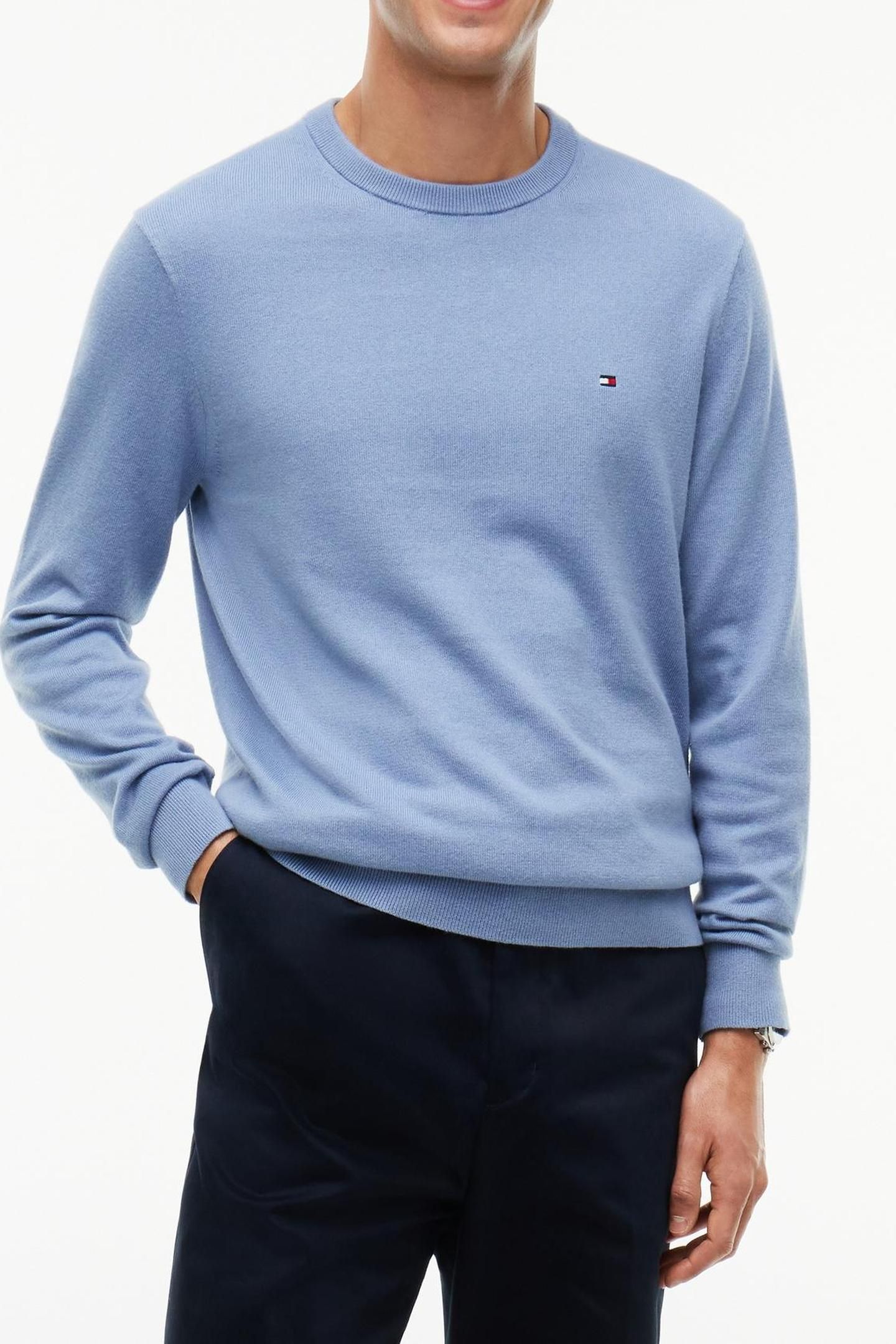 PIMA COTTON CASHMERE SWEATER BRISK BLUE 1
