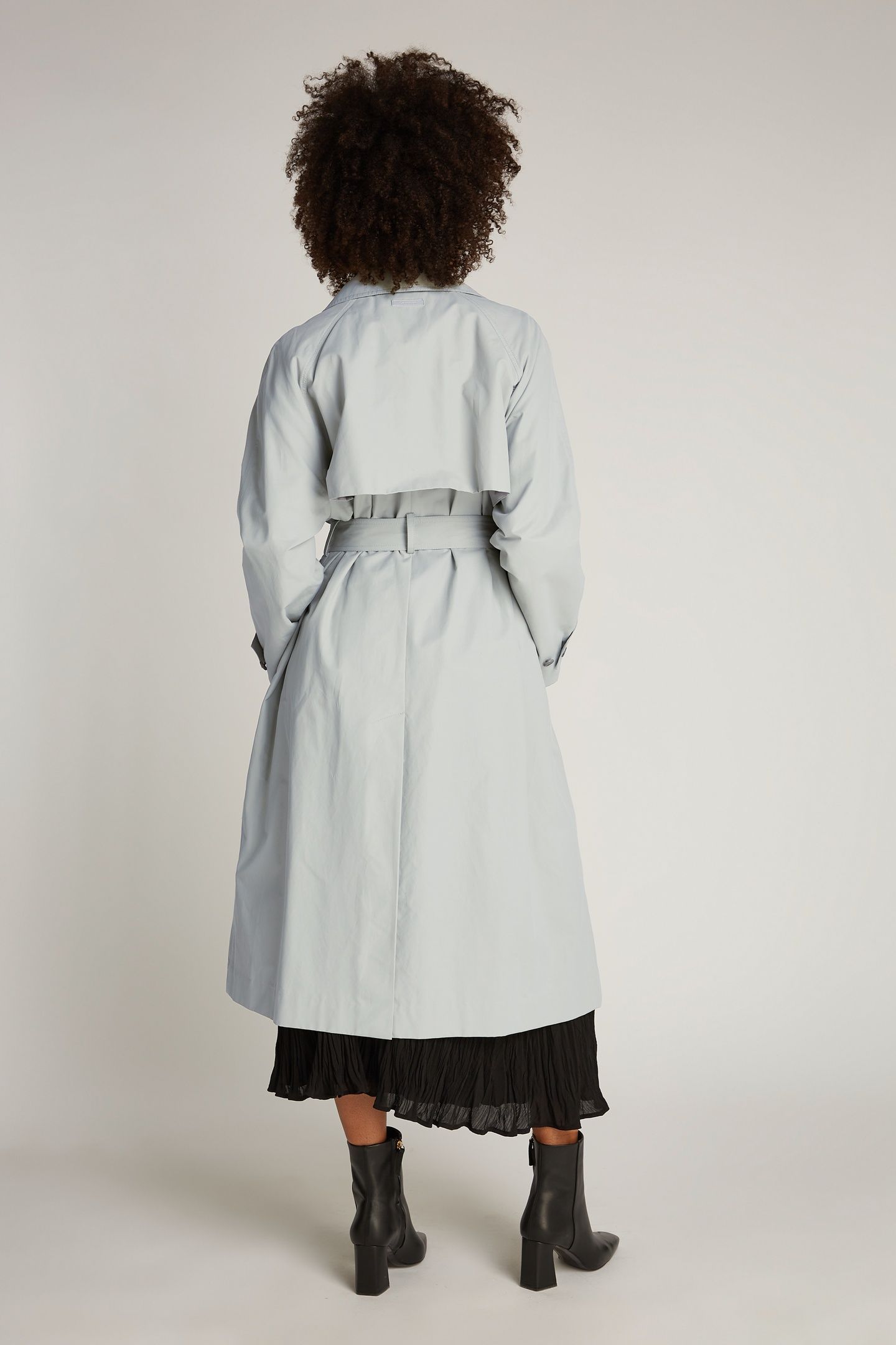 COTTON NYLON TRENCH COAT OCEAN MIST GREY 2