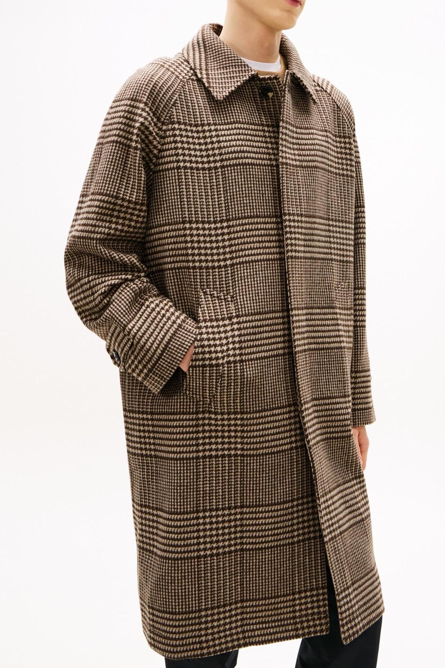 WOOL CHECK COAT BROWN CAMEL CHECK 2