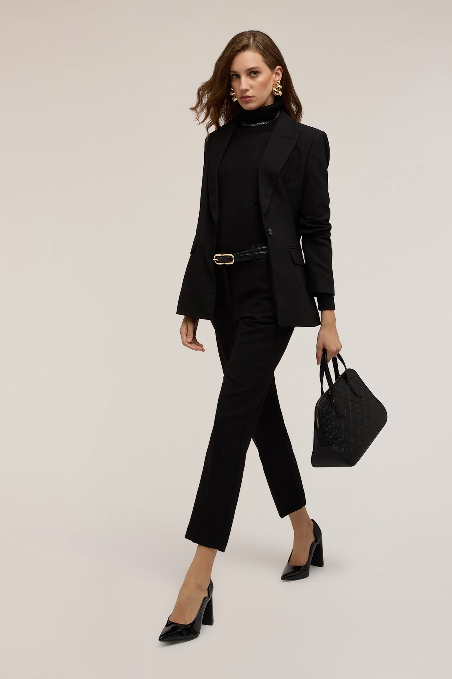 SINGLE-BREASTED VISCOSE BLEND BLAZER BLACK 2