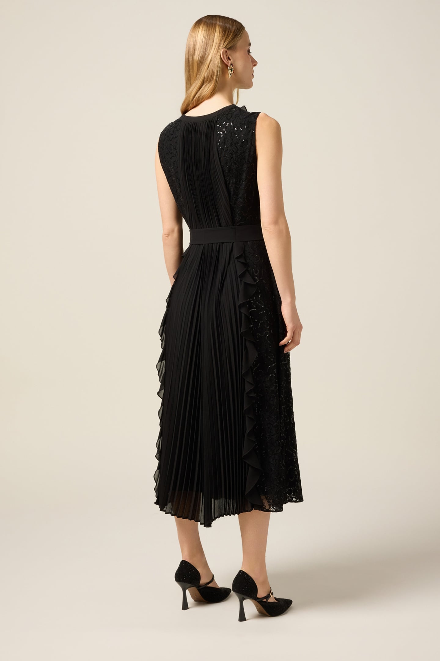 MIDI DRESS WITH RUFFLES AND SEQUINS BLACK 3