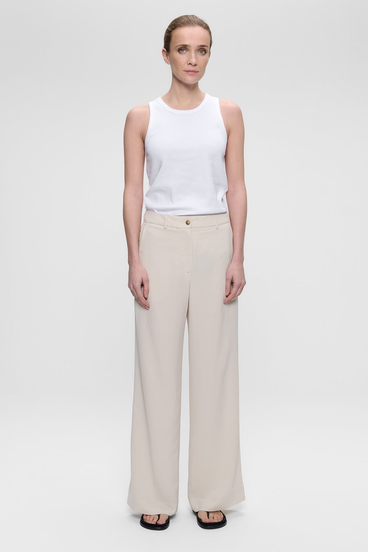 JAP CREPE MICKY WIDE LEG PANTS CHALK 1