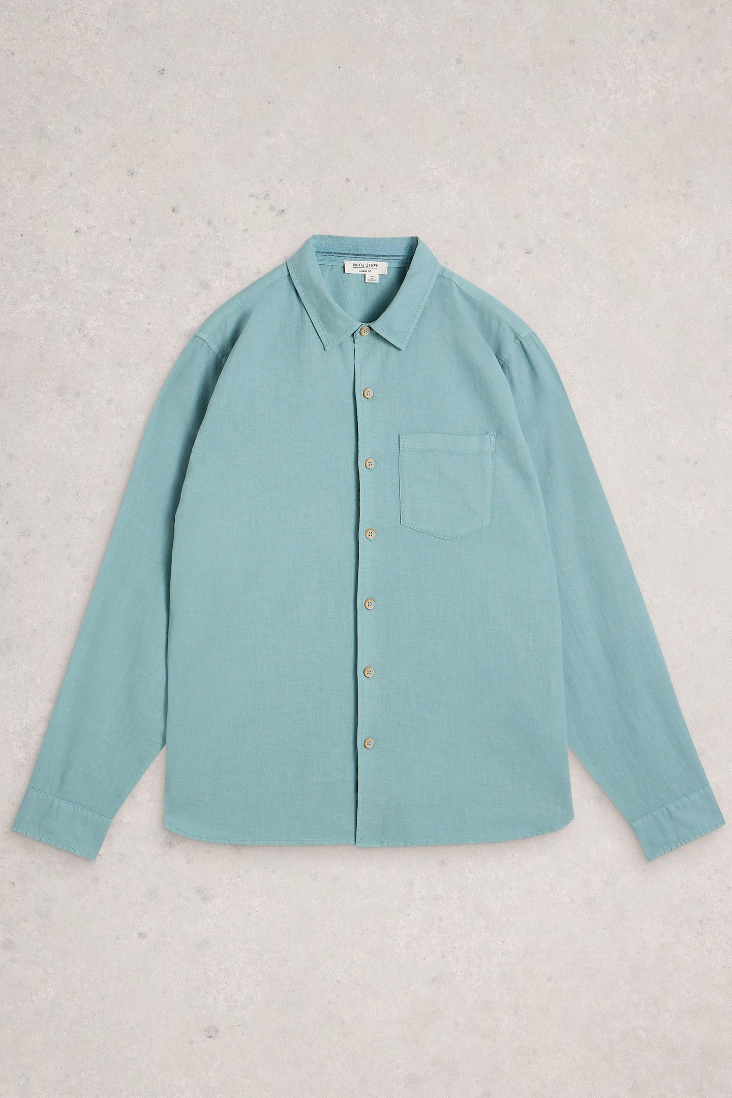 ELY LINEN COTTON LS SHIRT MID BLUE 4