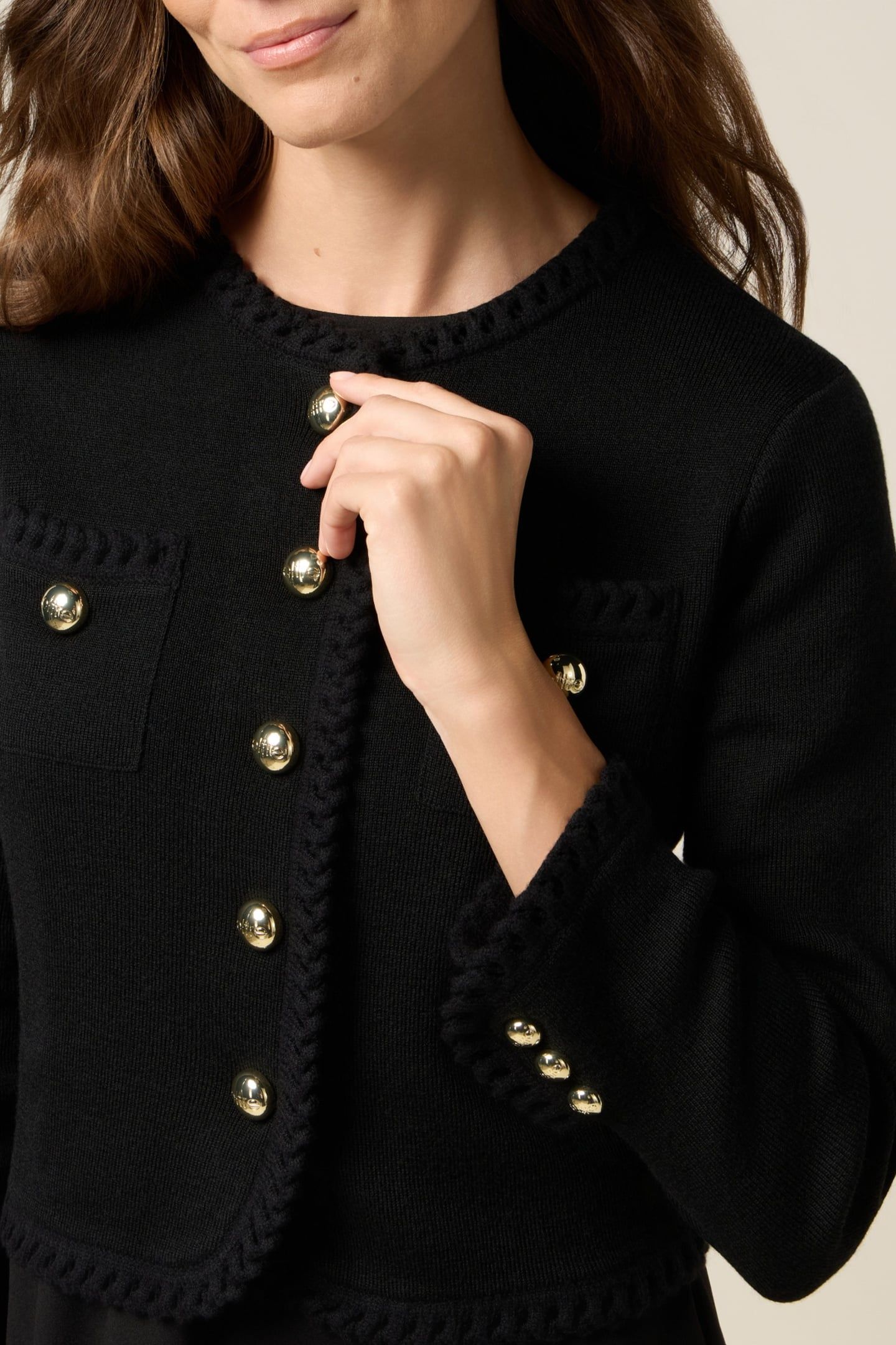 KNITTED JACKET WITH WORKED EDGES BLACK 4