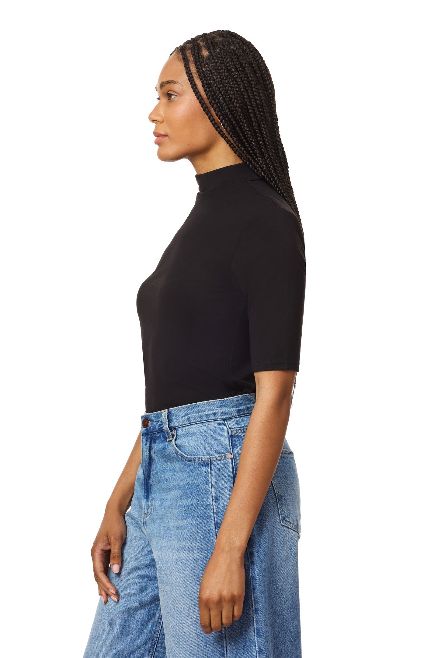 ELBOW SLV MOCK NECK TEE BLACK NIGHT 3