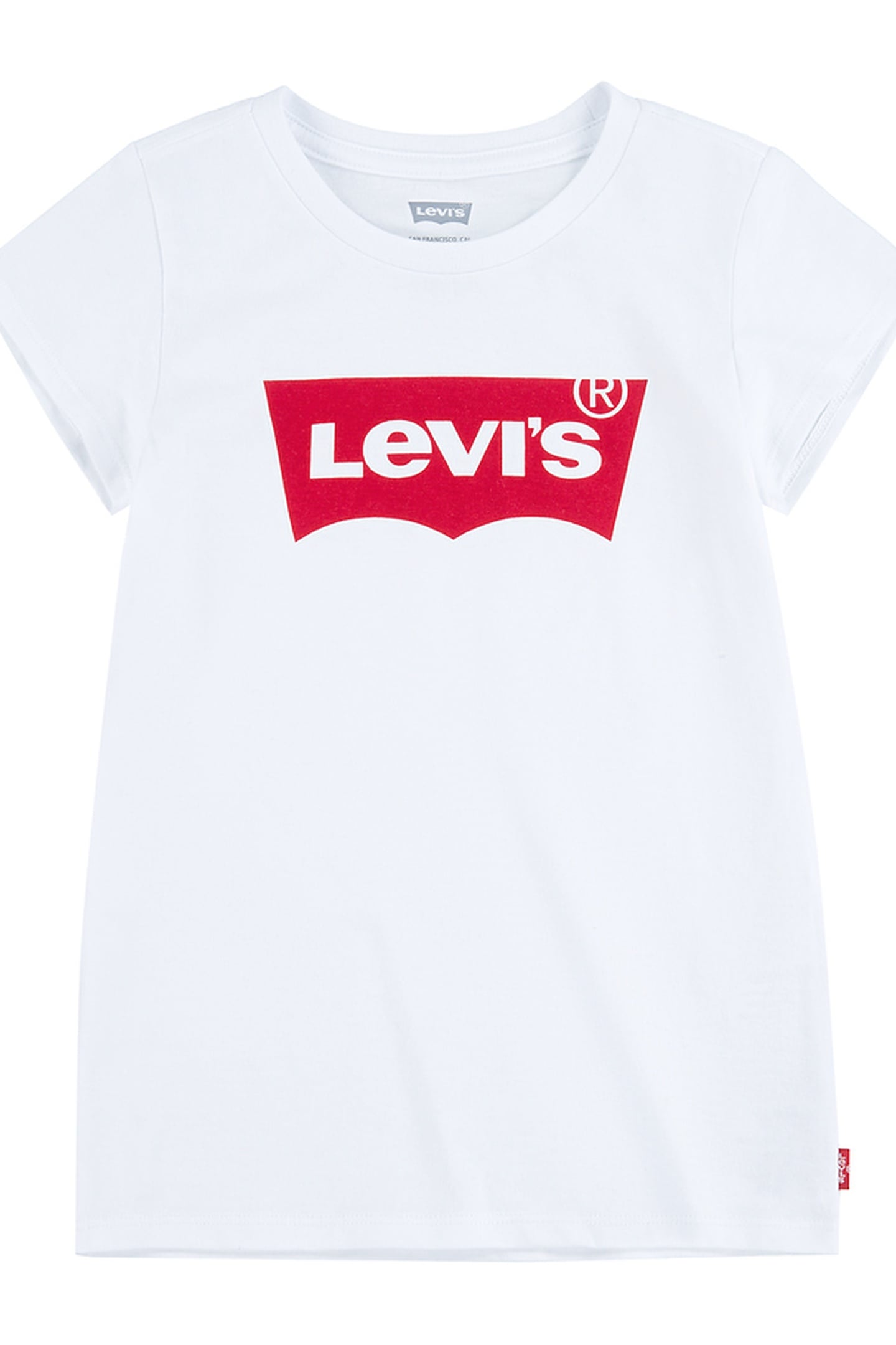 GIRLS S/S BATWING TEE RED/WHITE 1