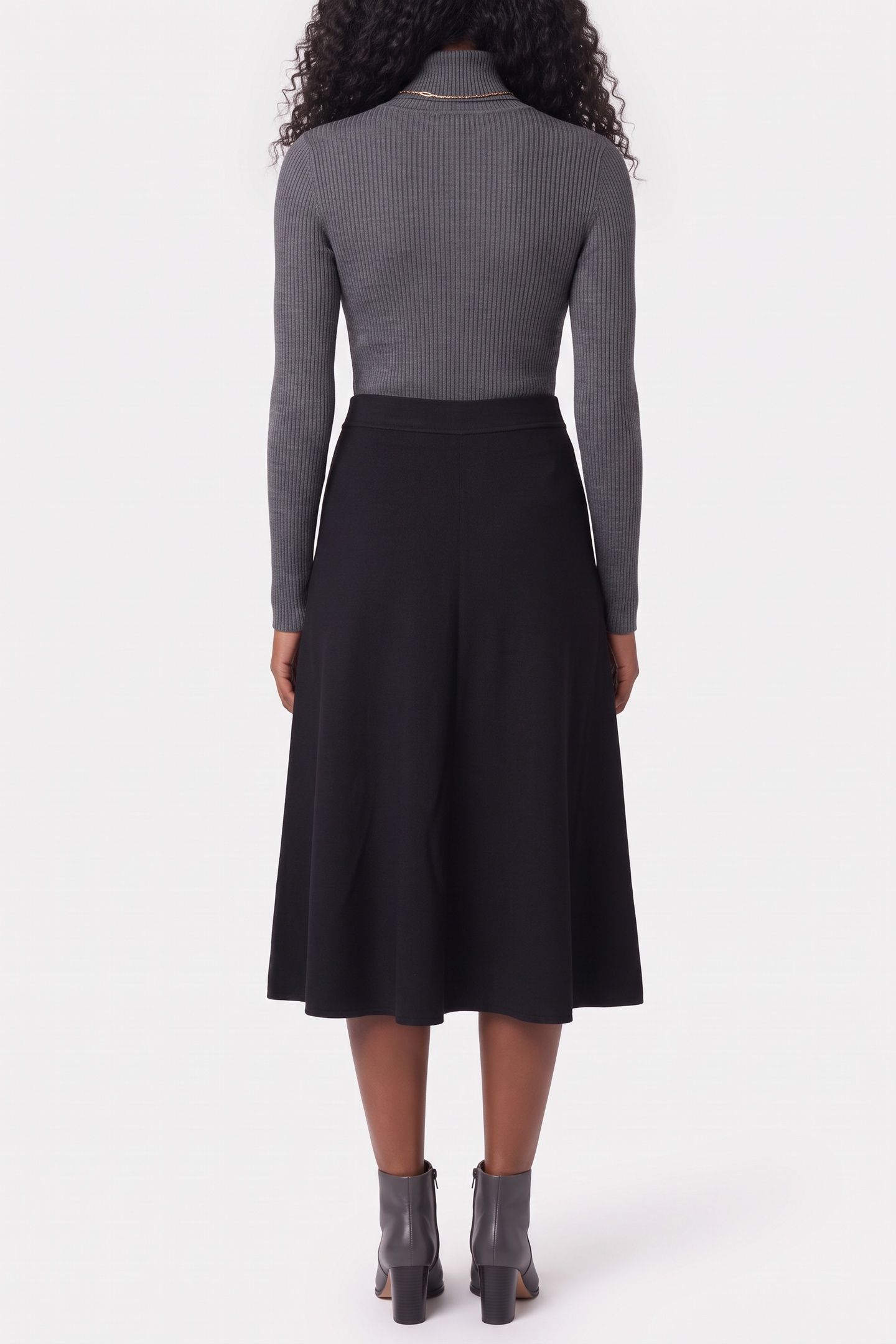SKIRT MID LENGTH SOFT VISCOSE POLYAMIDE KNIT BLACK 2