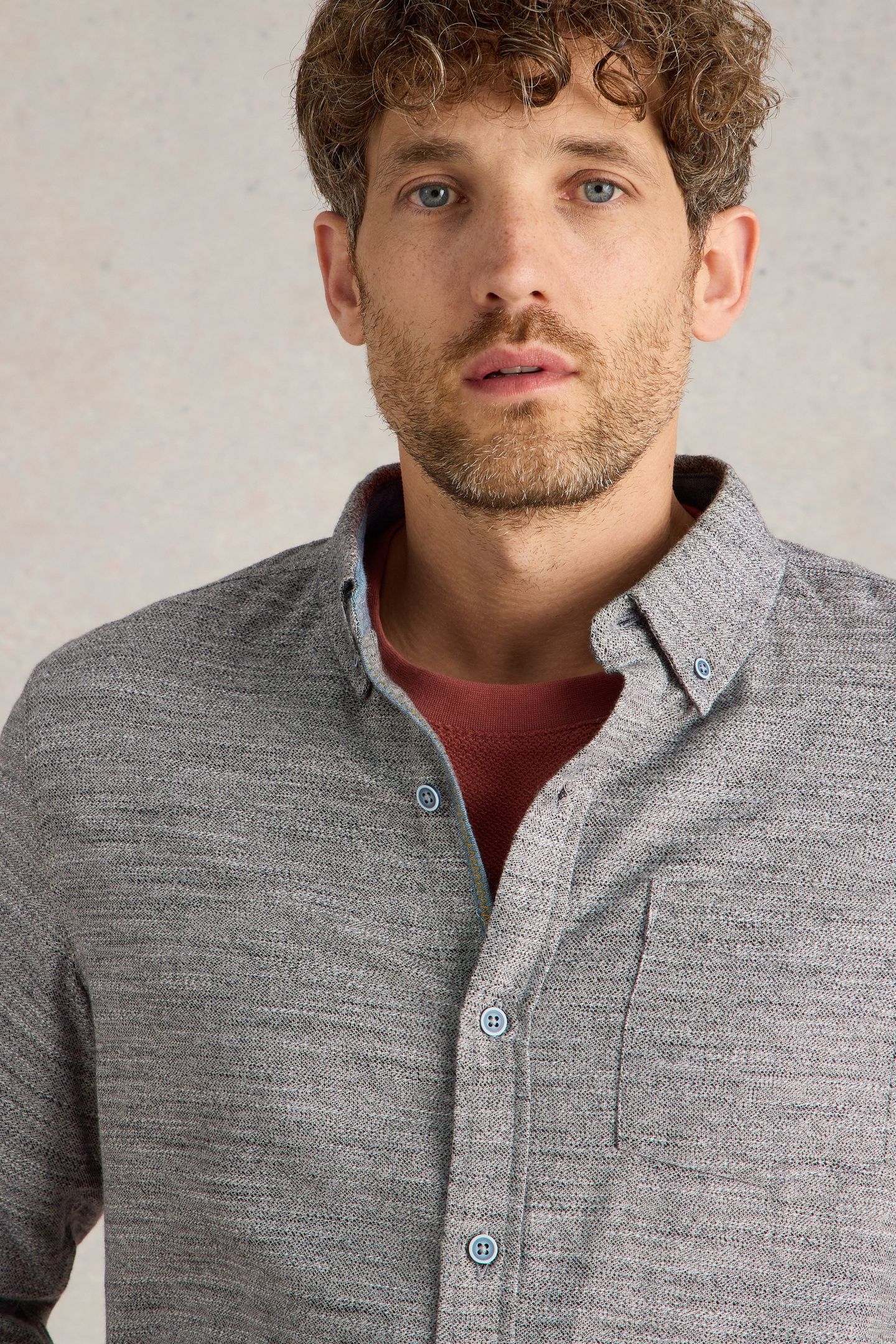 TEXTURED SLUB LS SHIRT LIGHT GREY 4