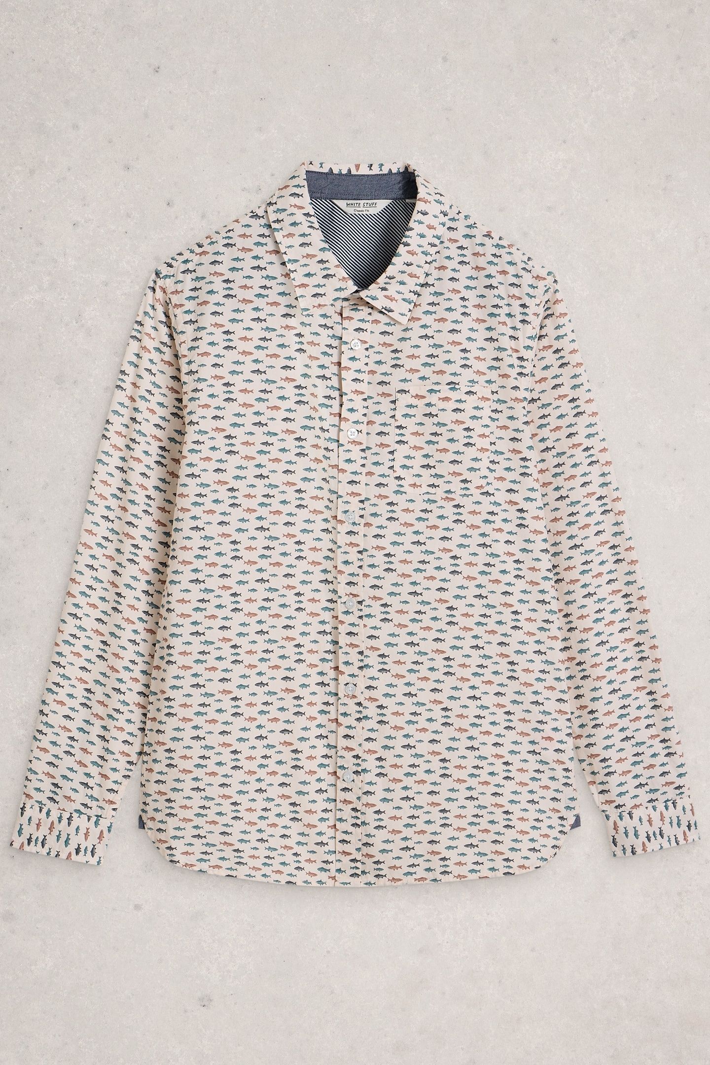 MULTI FISH PRINTED SHIRT WHITE PRINT 1