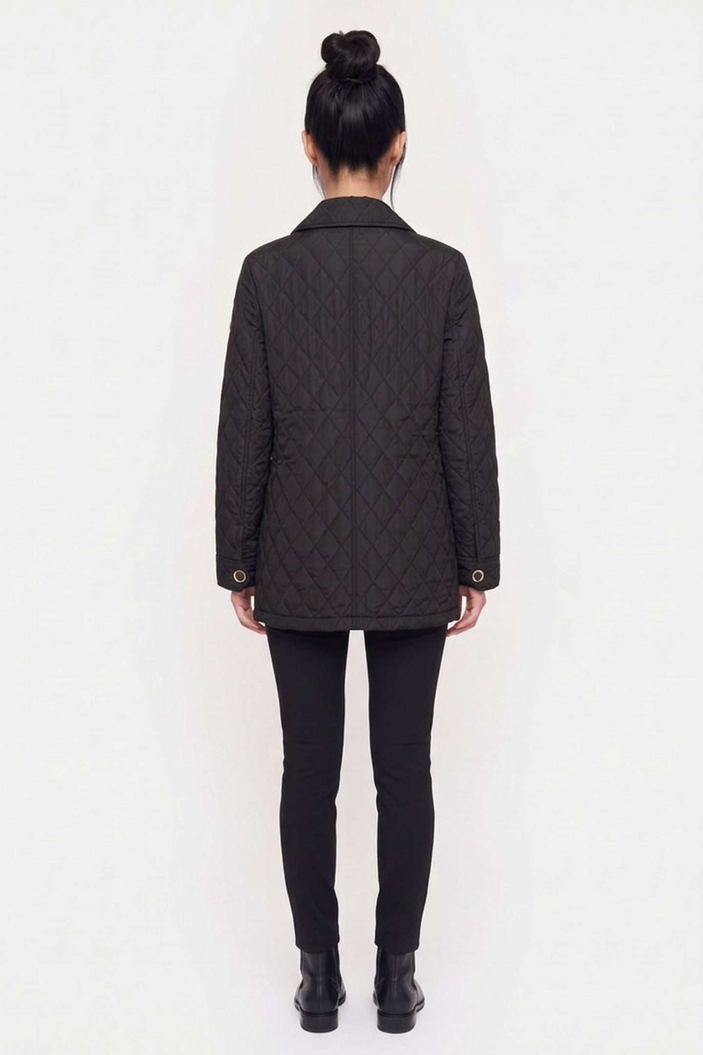 BUTTON UP QUILTED JACKET BLACK 2