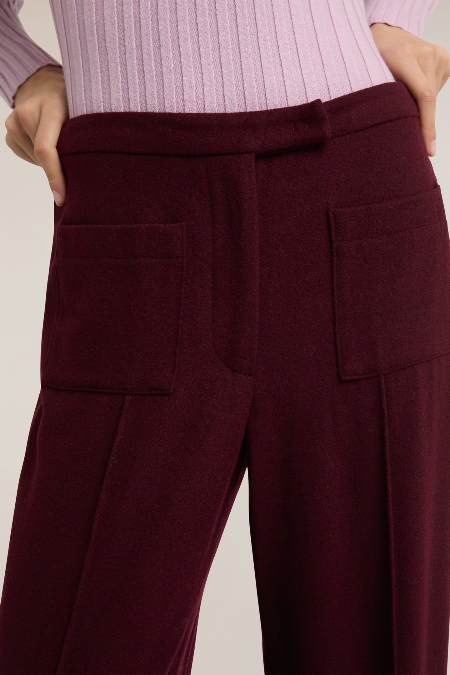 CROPPED TROUSERS IN MIXED WOOL FABRIC BURGUNDY 5
