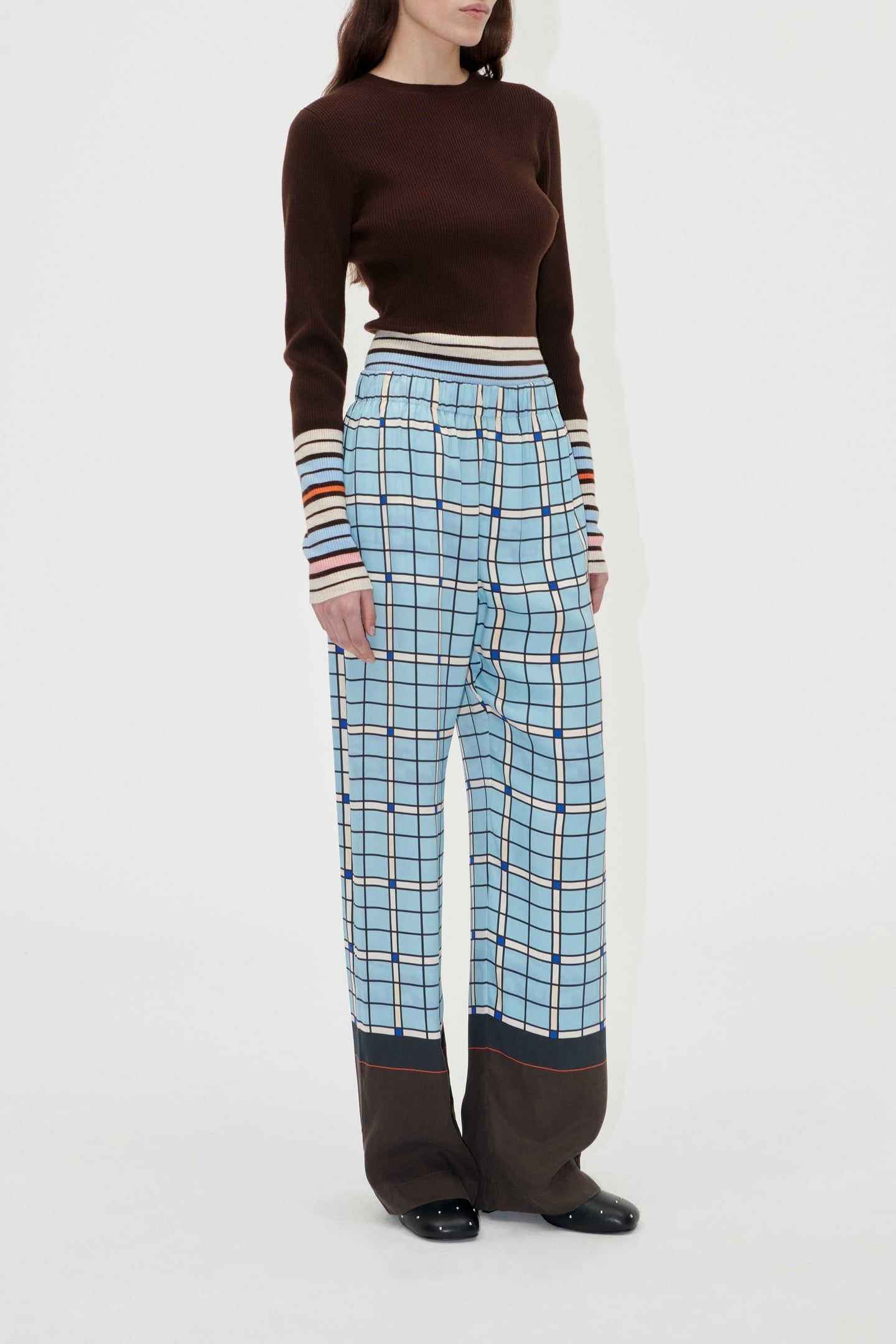 ELASTICATED LONG PANTS WINDOW CHECK 1