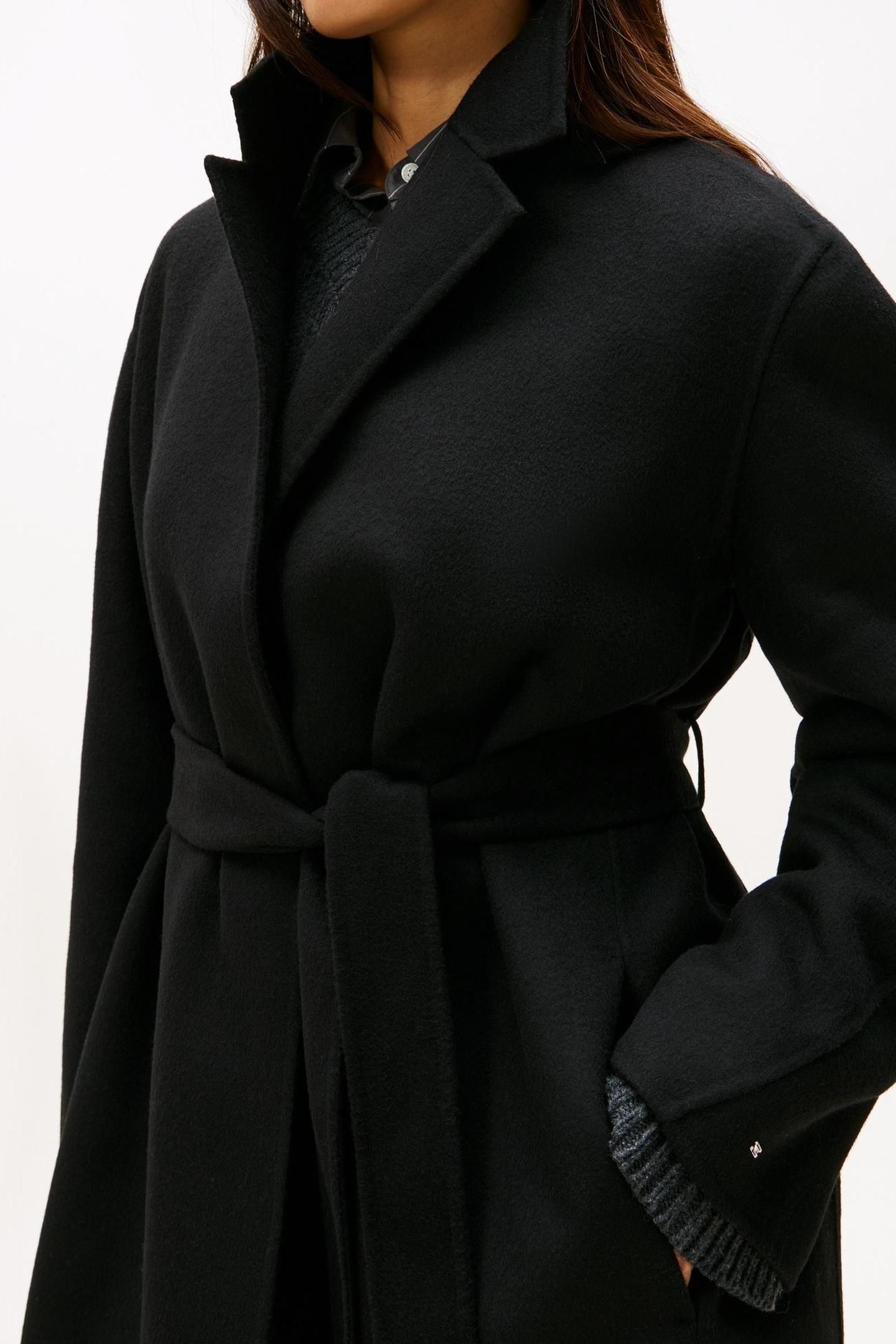 DF WOOL REG BELTED COAT BLACK 4