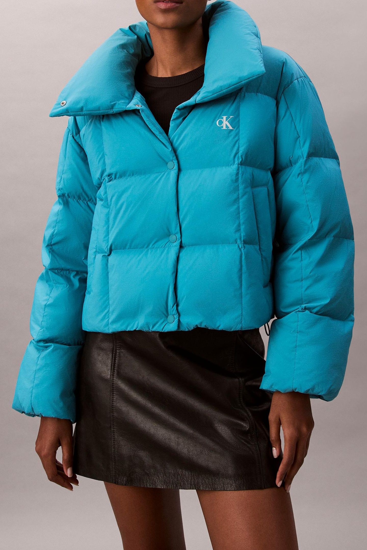 SHORT DOWN PUFFER TEAL SLATE 1