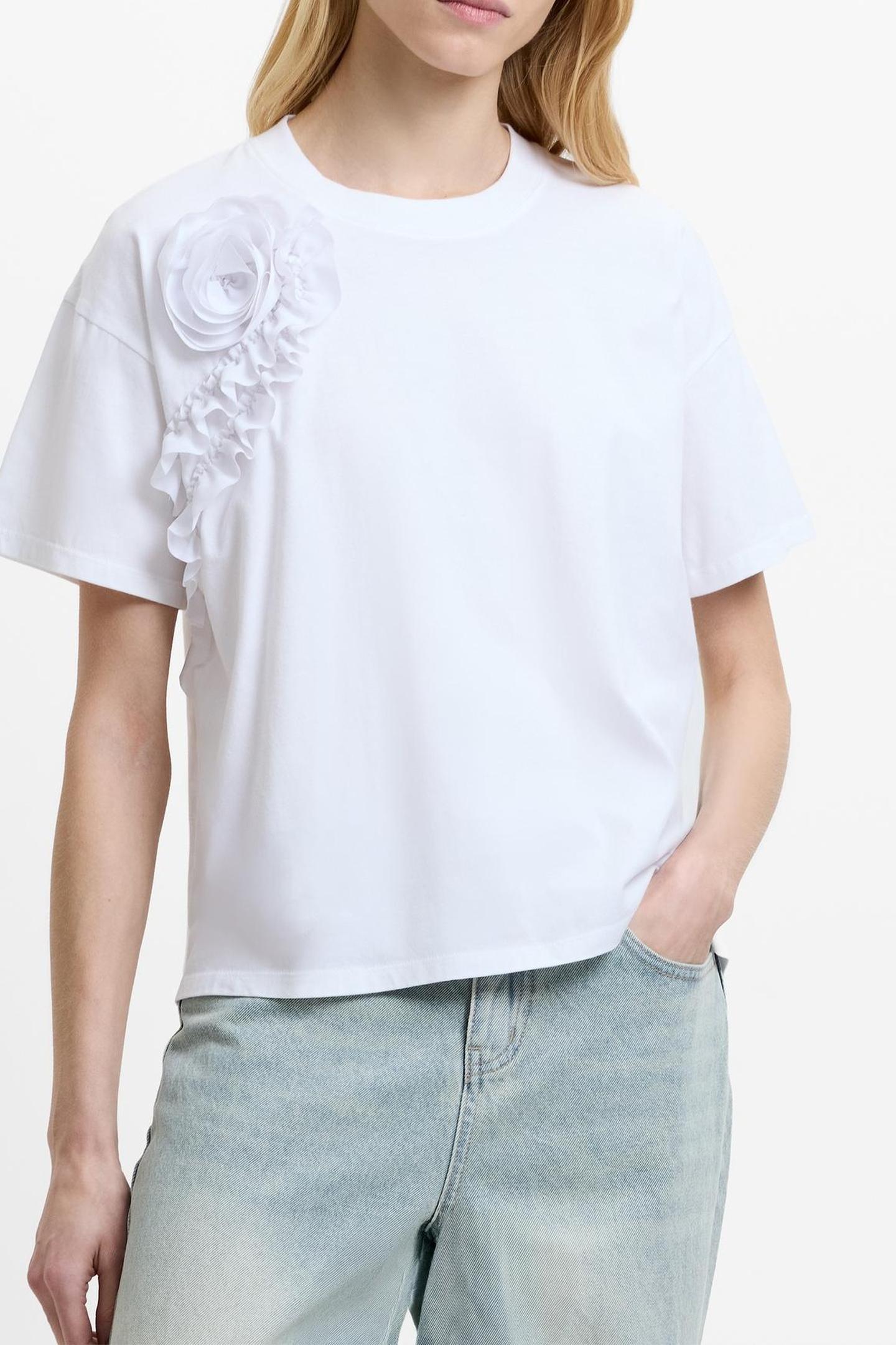 COTTON CREPE MIX RUFFLE T SHIR LINEN WHITE 1