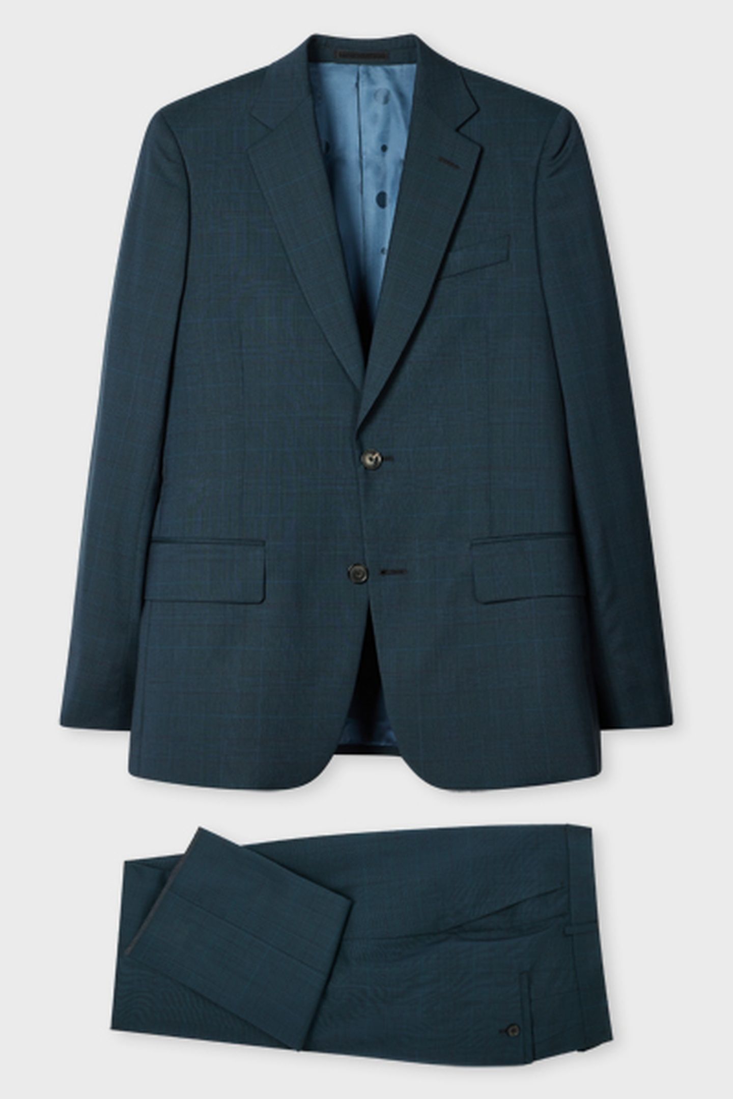 MENS TAILORED FIT 2 BUTTON SUIT PETROL GREEN 3