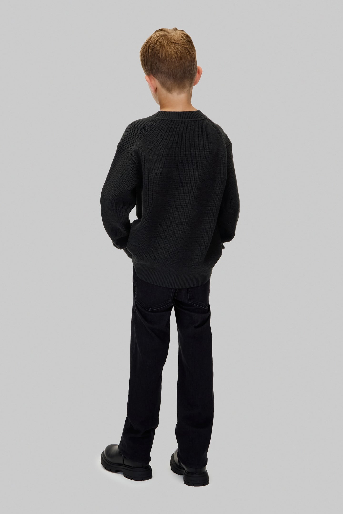 BOYS TOWELLING STITCH SWEATER BLACK 2