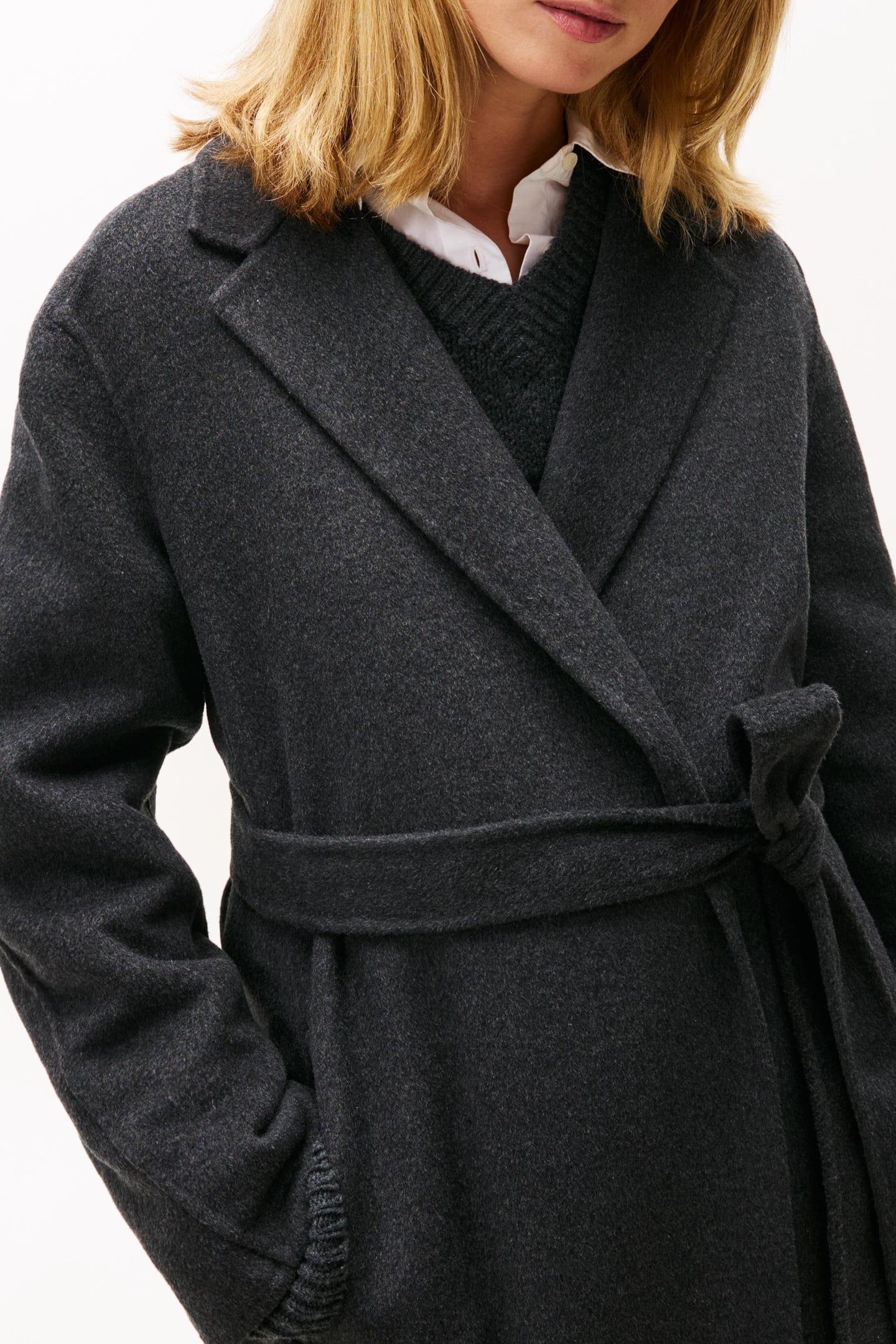 DF WOOL REG BELTED COAT DARK GREY HEATHER 5
