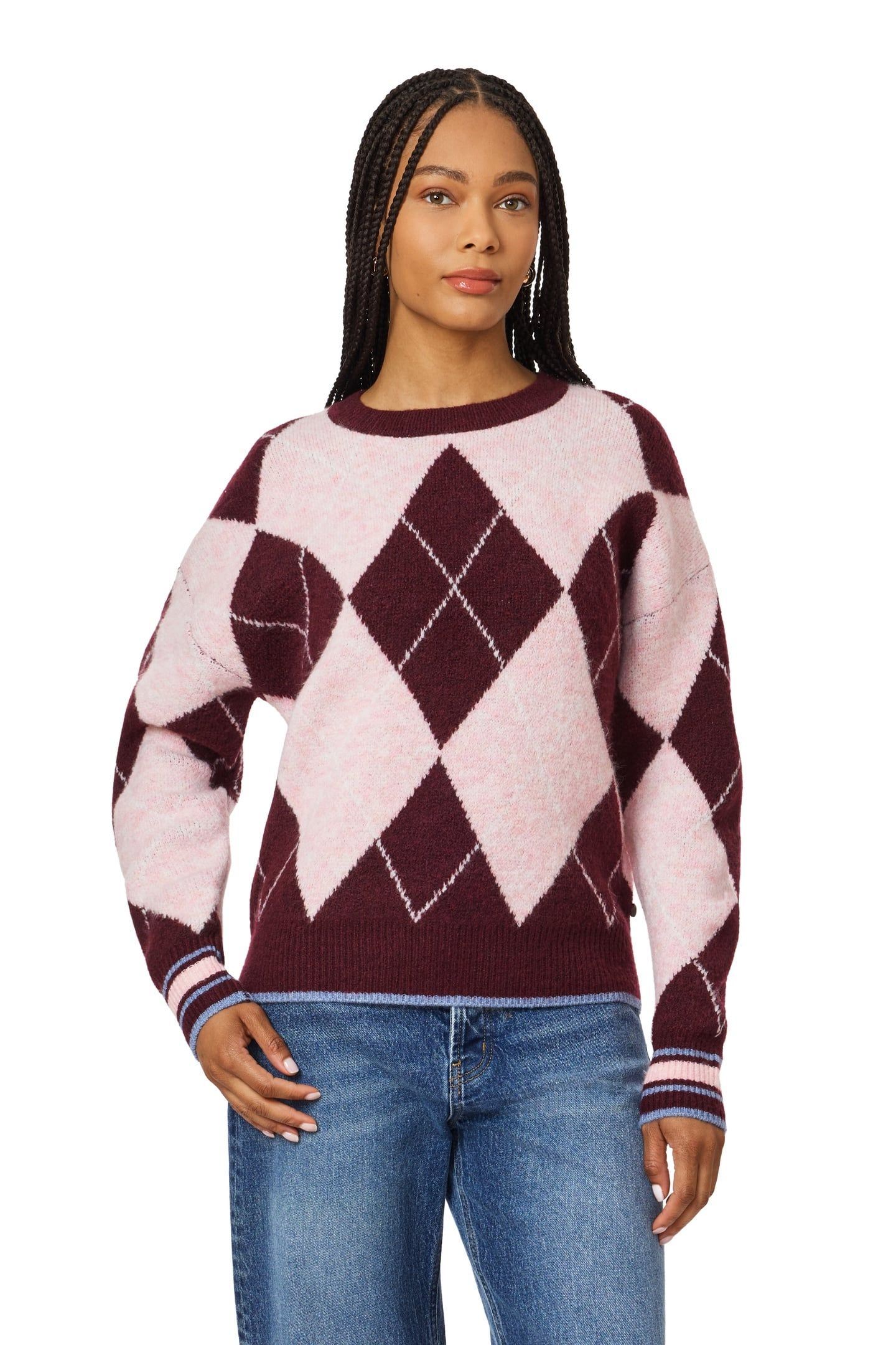 PULLOVER SWEATER FIG/ROSE DUST HEATHER/SUGAR SWIZZLE 1