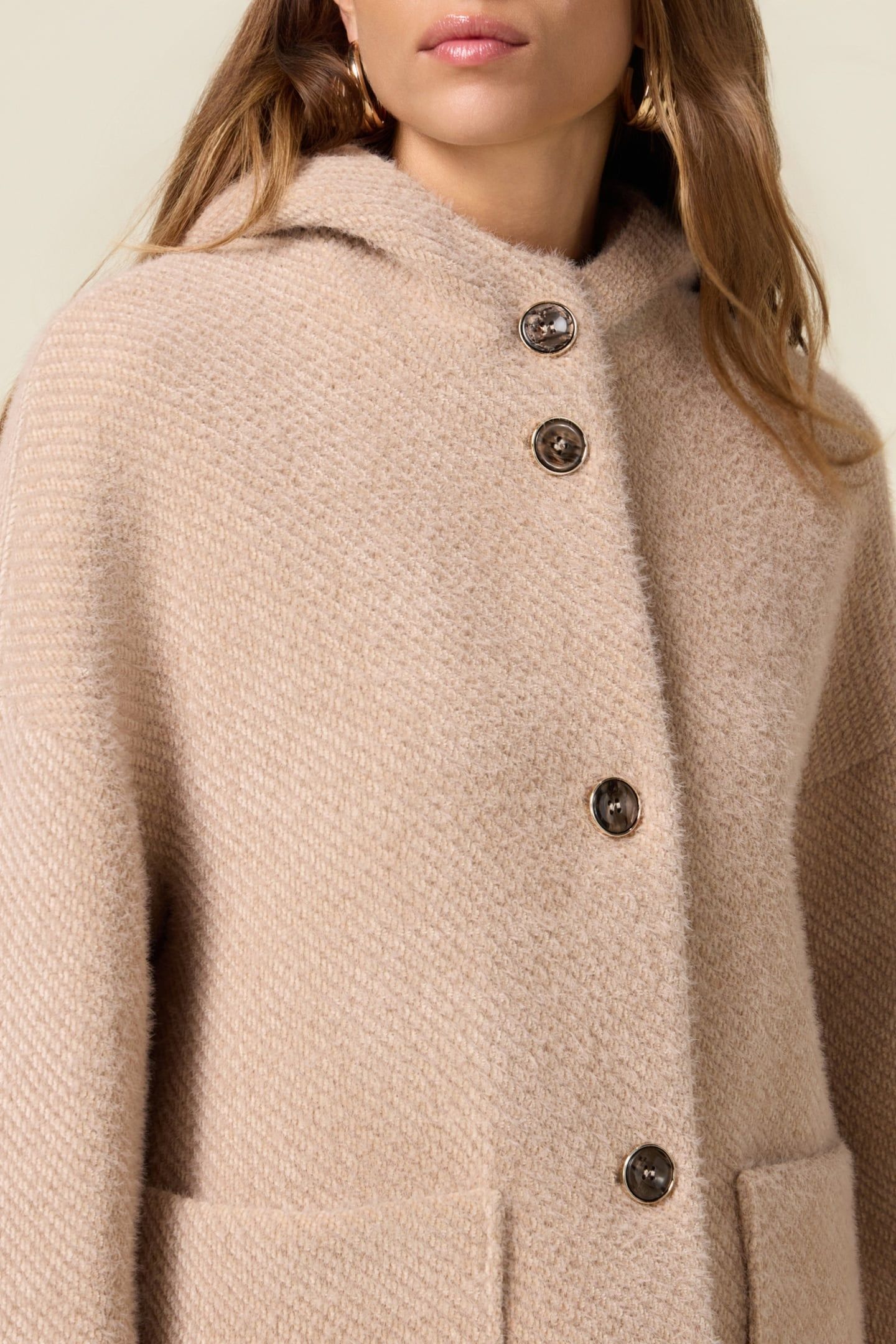 SHORT COAT IN KNITTED FABRIC BEIGE 4