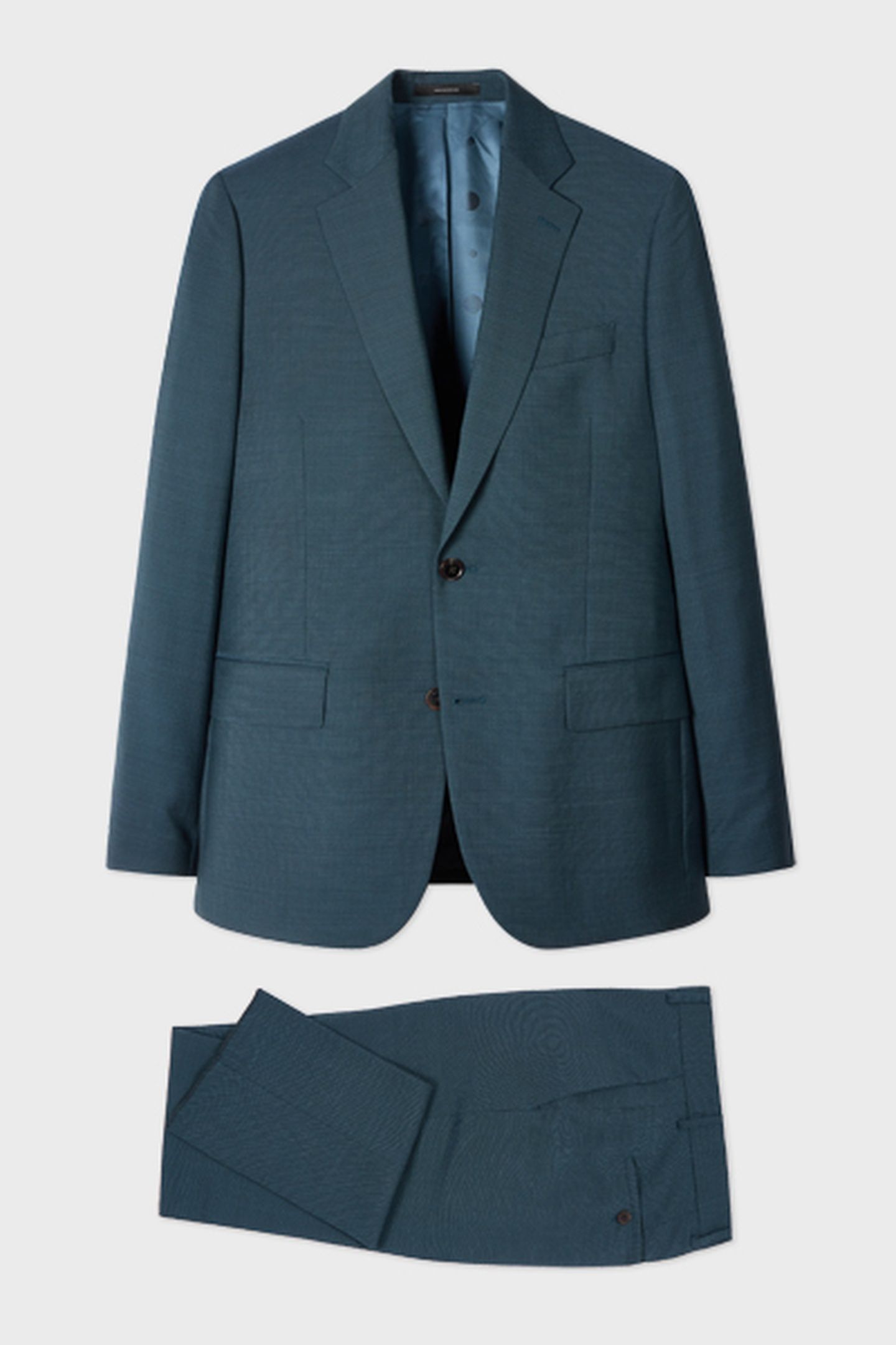 MENS TAILORED FIT 2 BUTTON SUIT PETROL GREEN 3