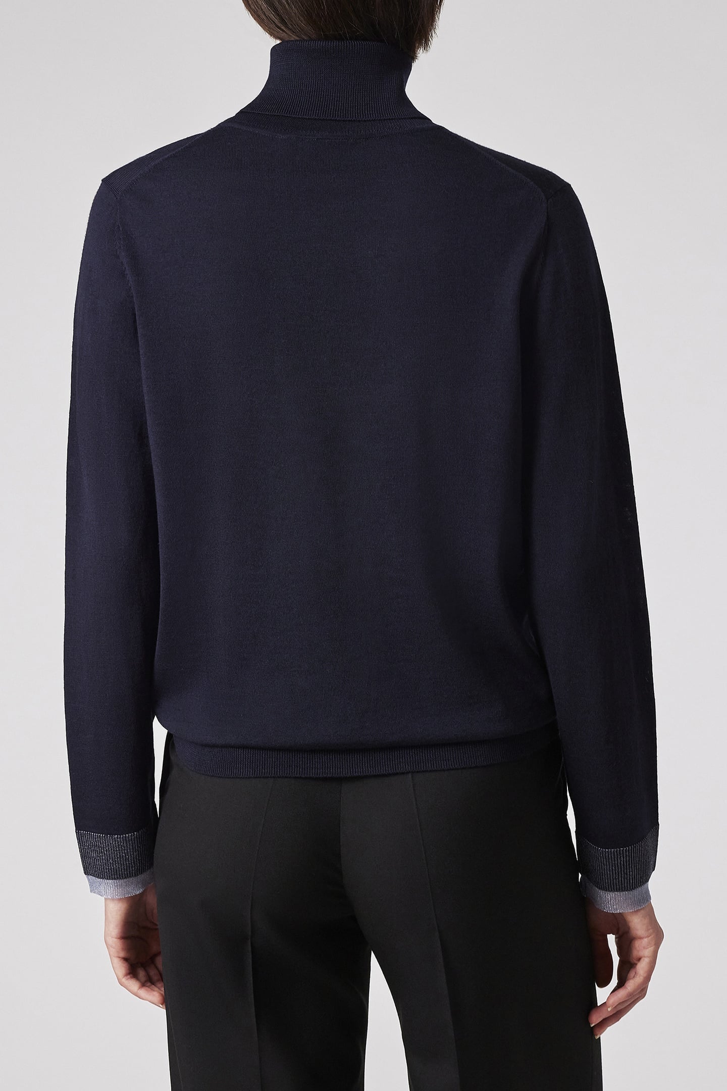 WOMENS KNITTED SWEATER ROLL NECK VERY DARK NAVY 3
