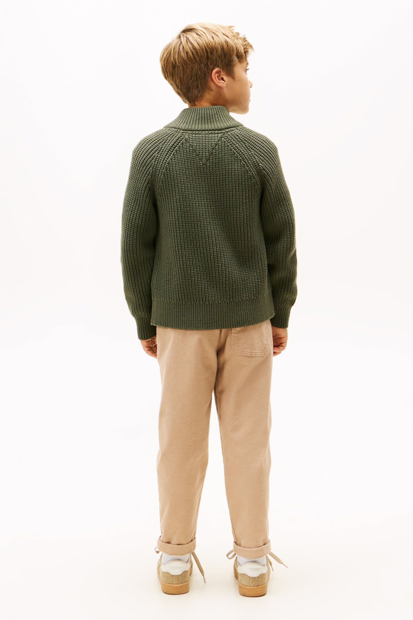 BOYS HALF CARDIGAN FULL ZIP PEWTER GREEN 2