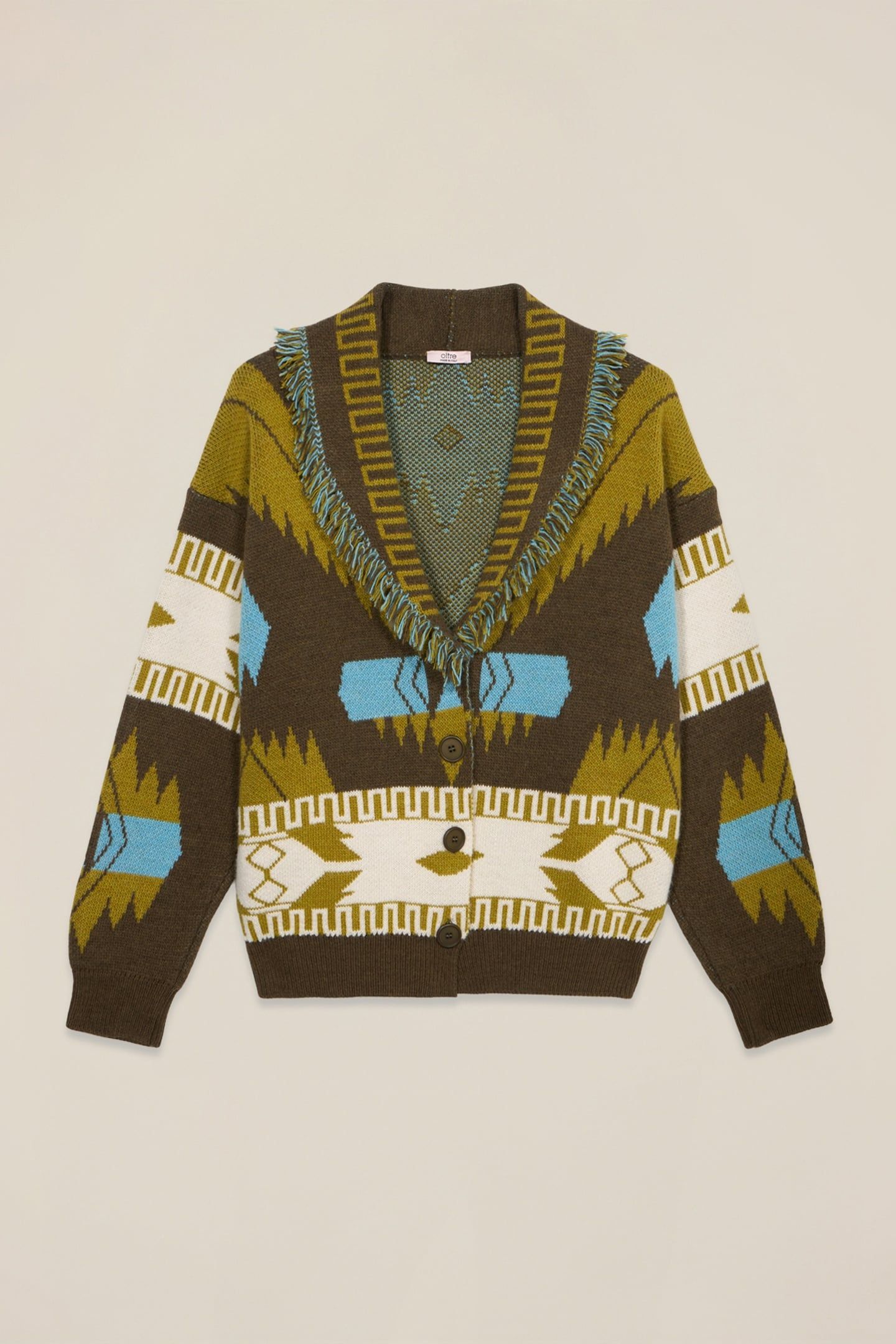 KNITTED CARDIGAN WITH DECORATIVE FRINGE GREEN 4