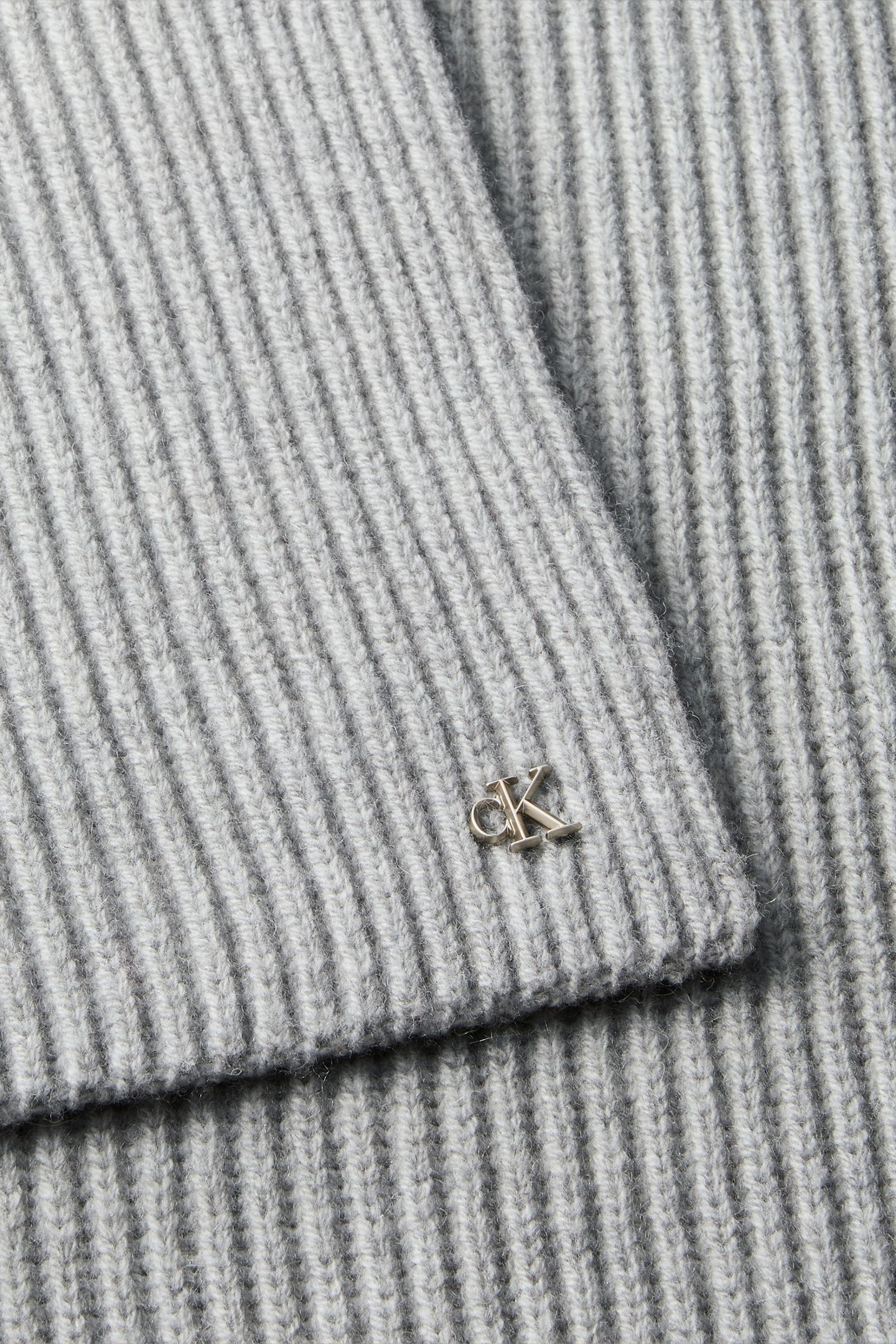 CK METAL WOOL RIB SCARF LIGHT GREY HEATHER 3