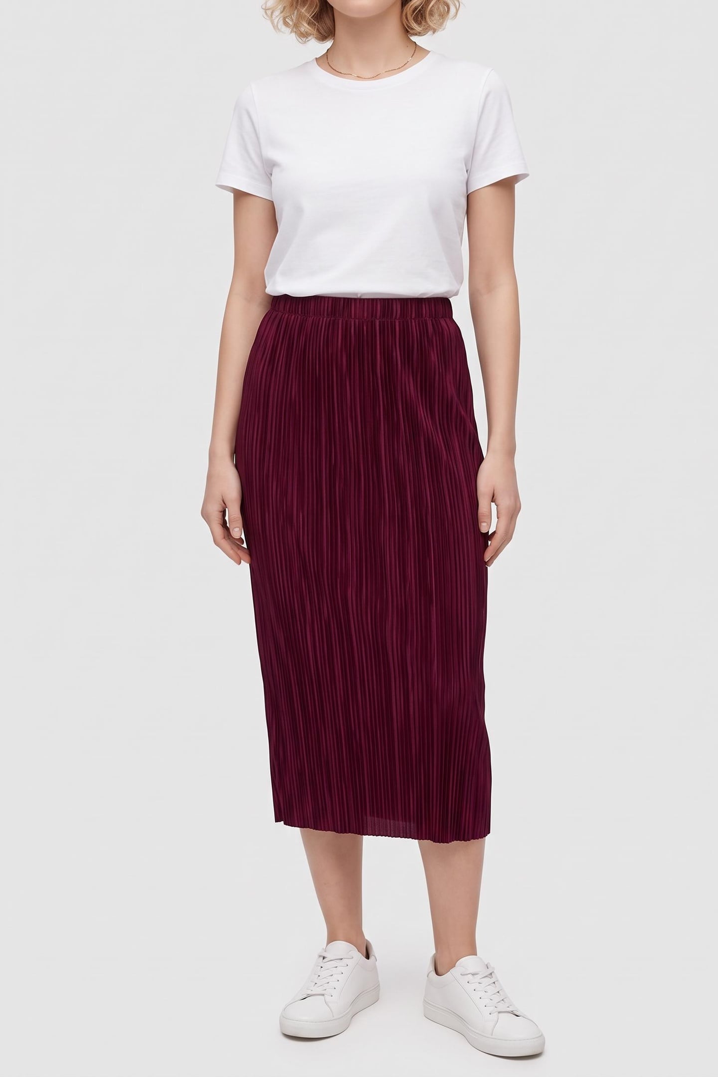 PLISSE MIDI SKIRT BERRY GLAZE 1