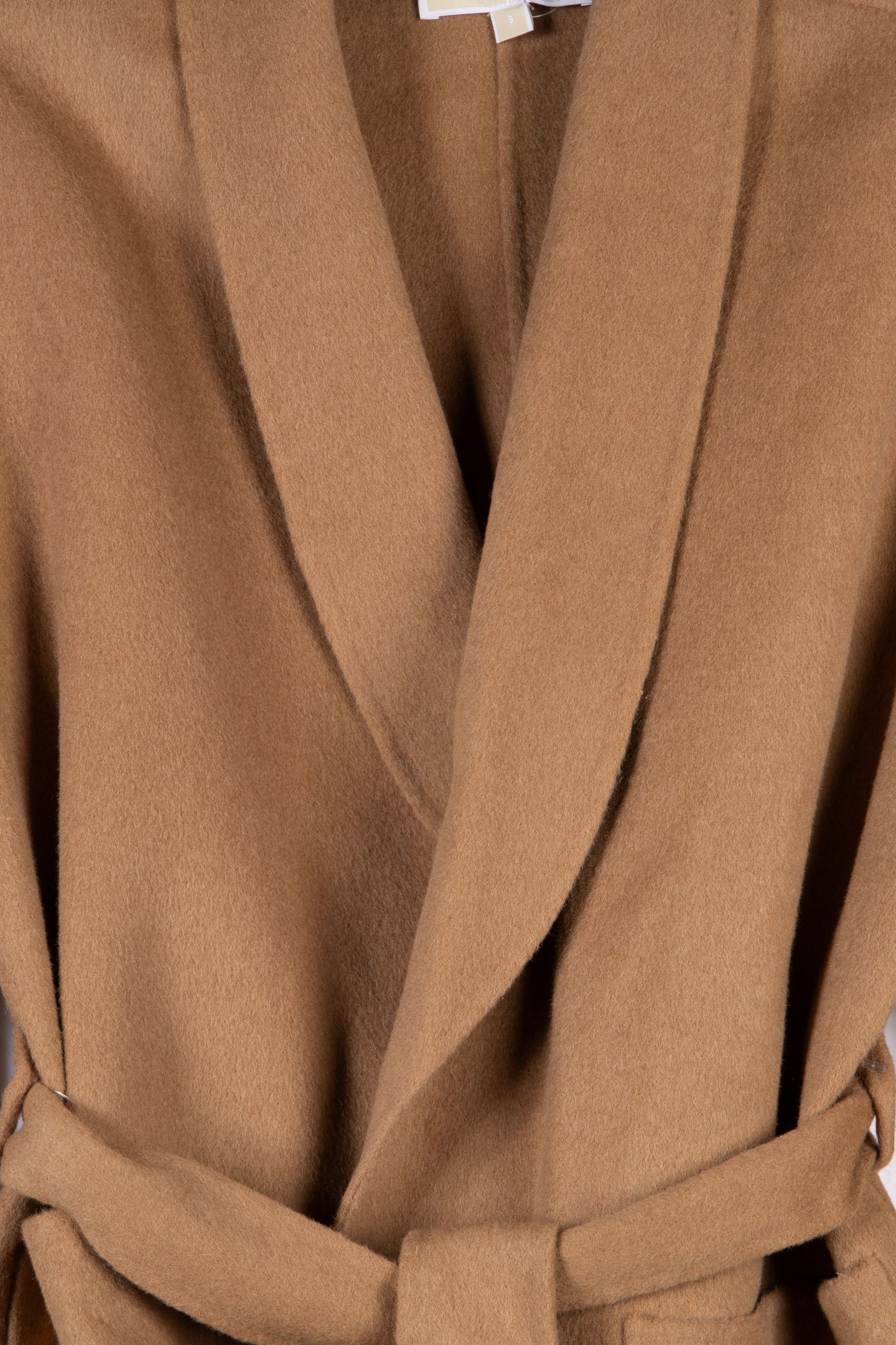 WOOL BLEND WRAP COAT DARK CAMEL 4
